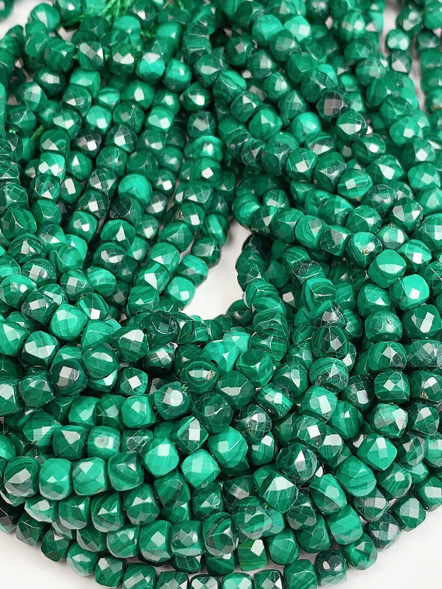 4.5mm + Good Quality Genuine Natural green malachite Cube Square Beads 15.5" Strand
