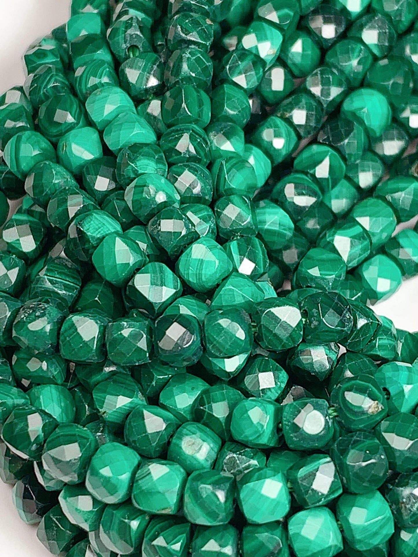 4.5mm + Good Quality Genuine Natural green malachite Cube Square Beads 15.5" Strand