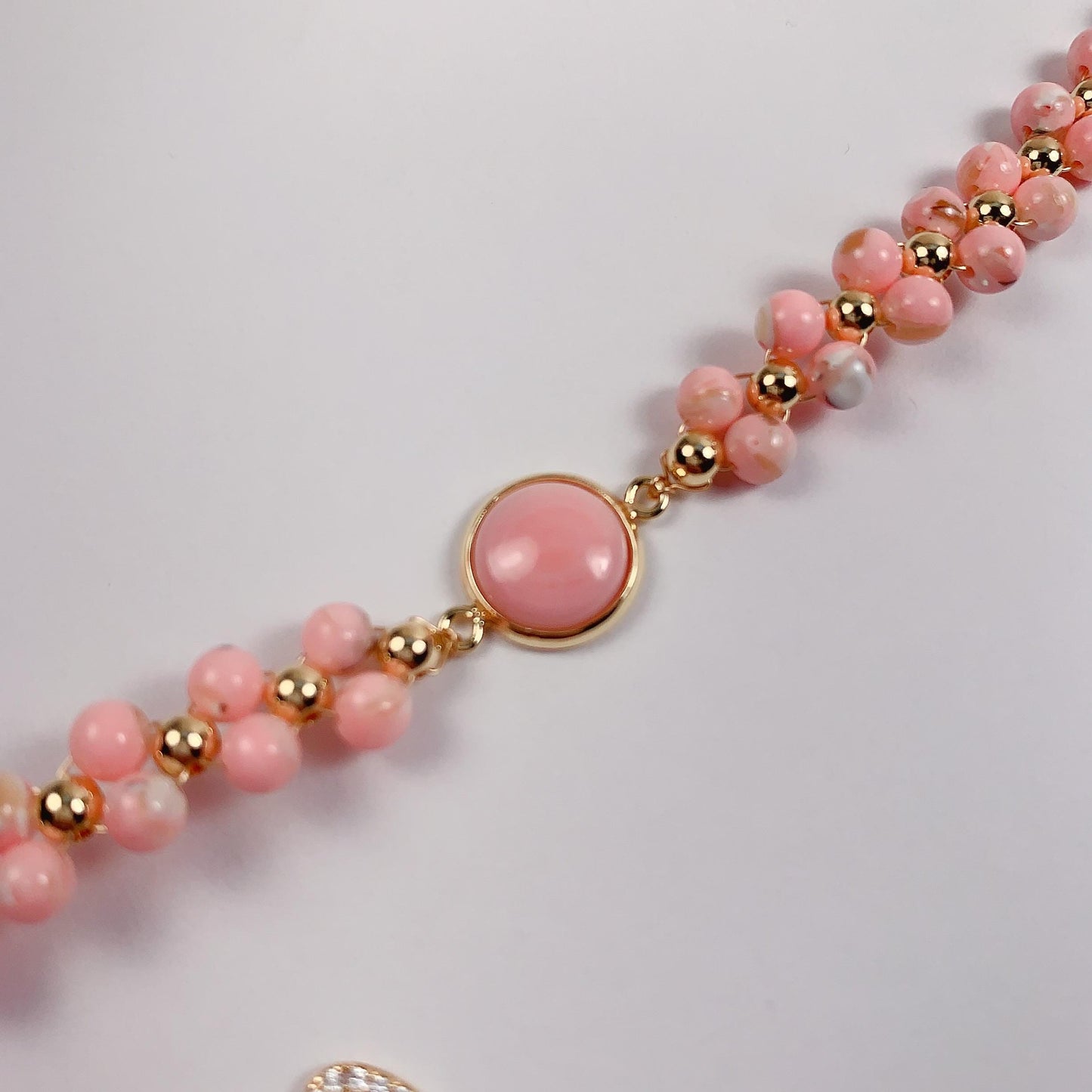 Pink Queen Conch Bracelet: 14K Gold Filled, Healing Gemstone