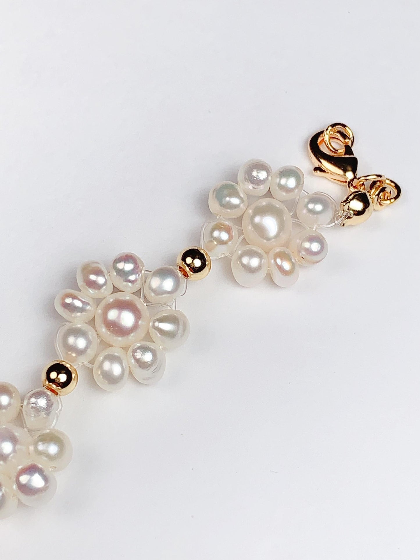 Handmade Natural Freshwater White Pearl Necklace Earrings Bracelet Bright Luster Gloss 18k Gold Filled