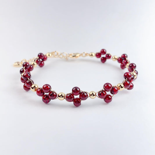 Red Garnet Bracelet: 14K Gold Filled, January Birthstone