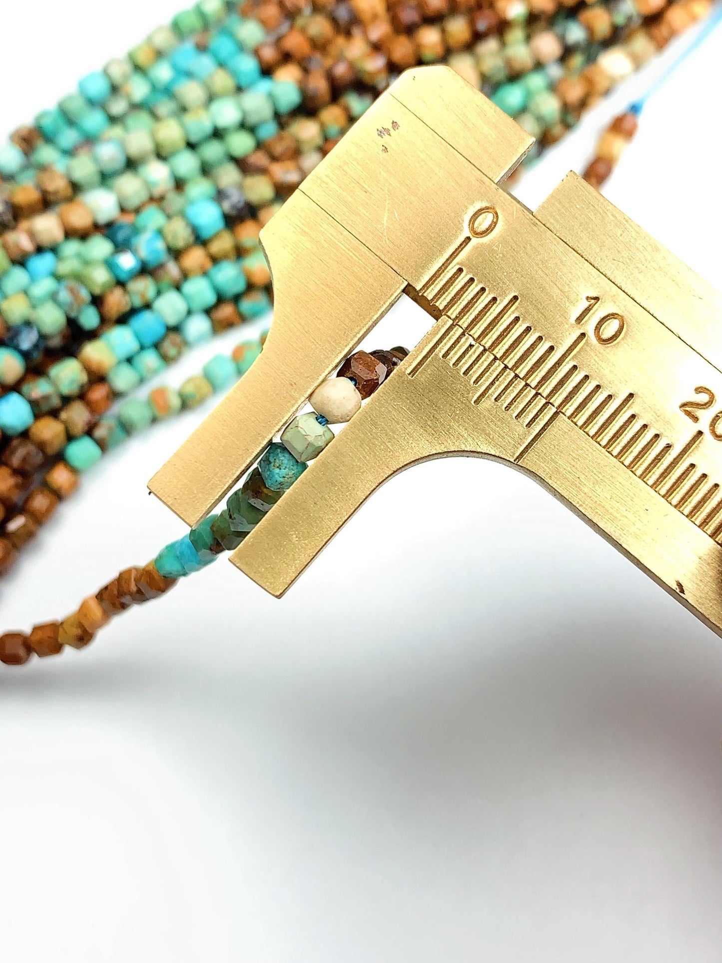 3mm Natural  Blue Brown Multicolor Turquoise  Cube Square Beads 15.5" Strand
