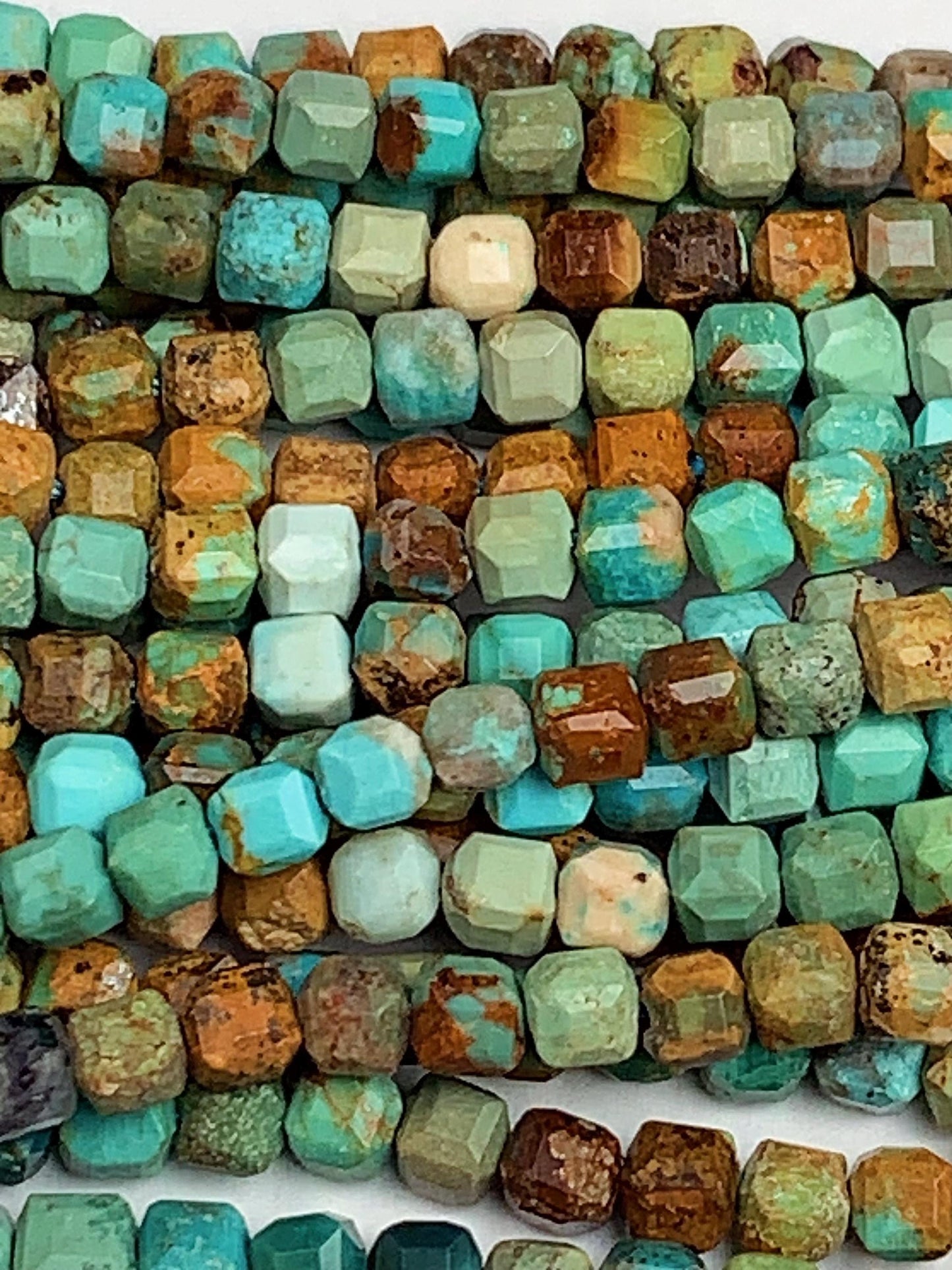 3mm Natural  Blue Brown Multicolor Turquoise  Cube Square Beads 15.5" Strand
