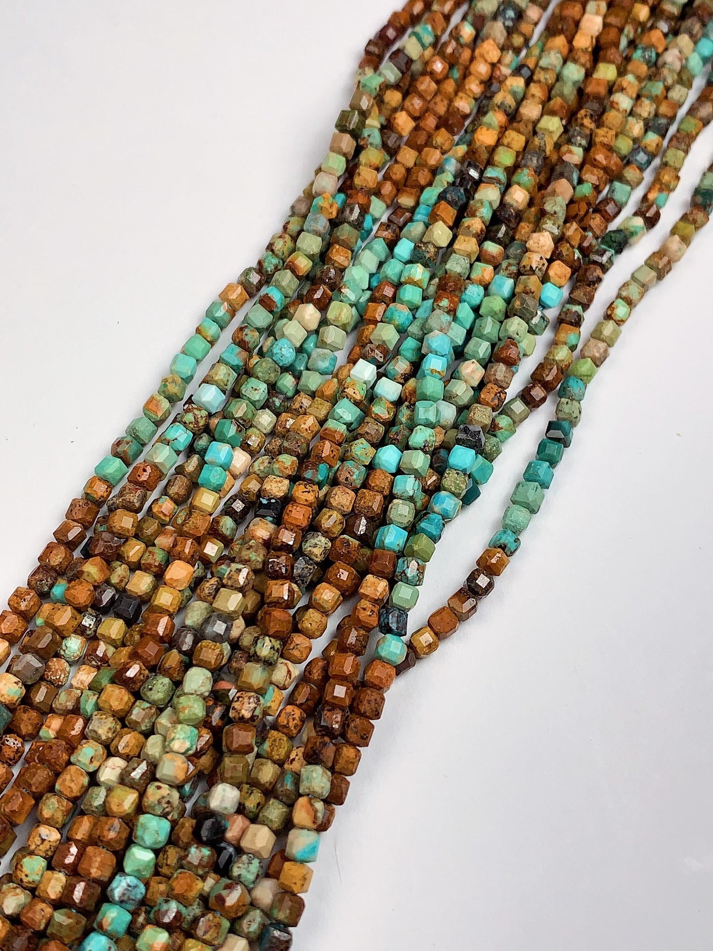 3mm Natural  Blue Brown Multicolor Turquoise  Cube Square Beads 15.5" Strand