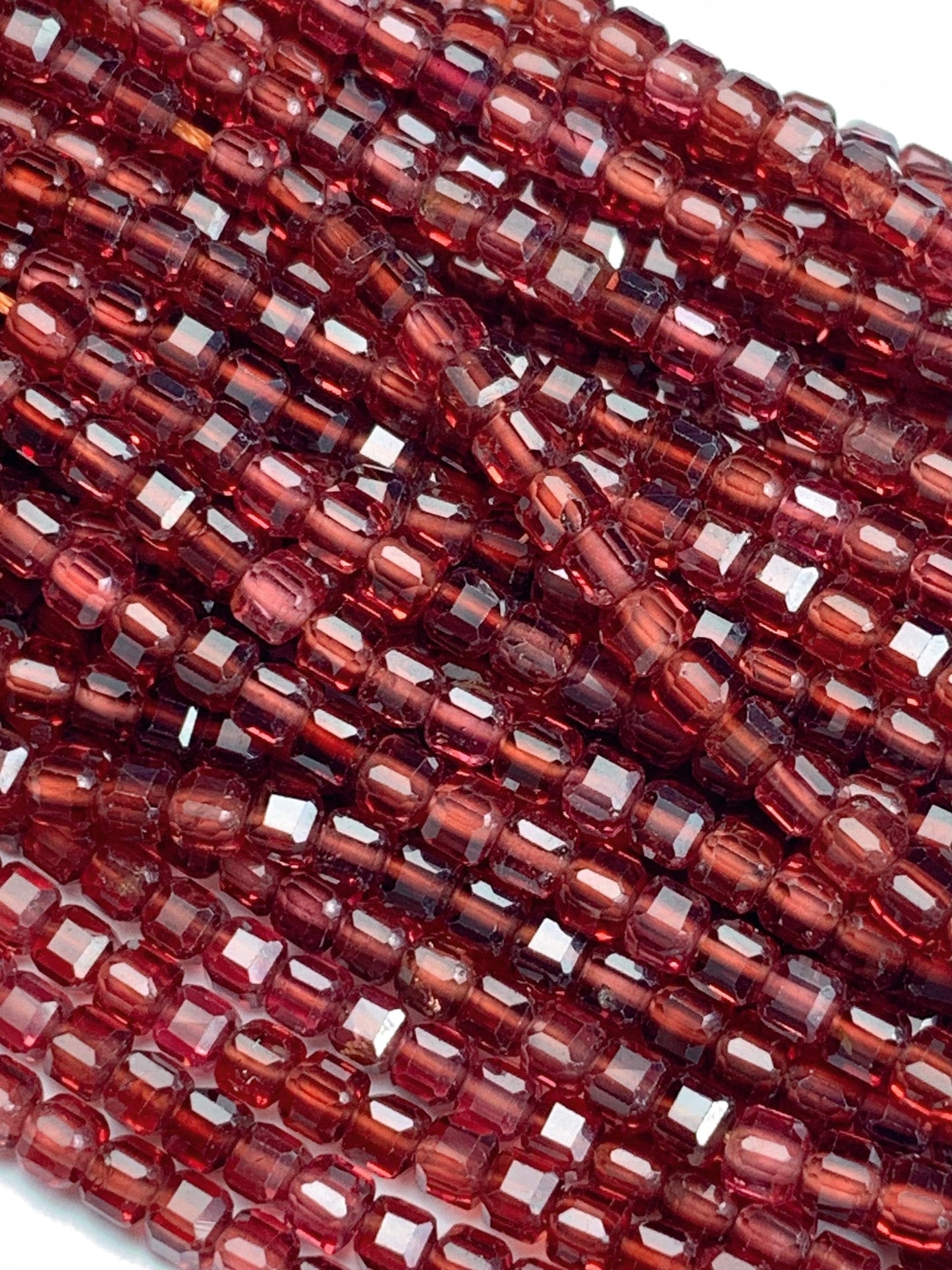 3mm AAA Natural Claret Red Garnet Faceted Cube Square Beads Strand 15.5"