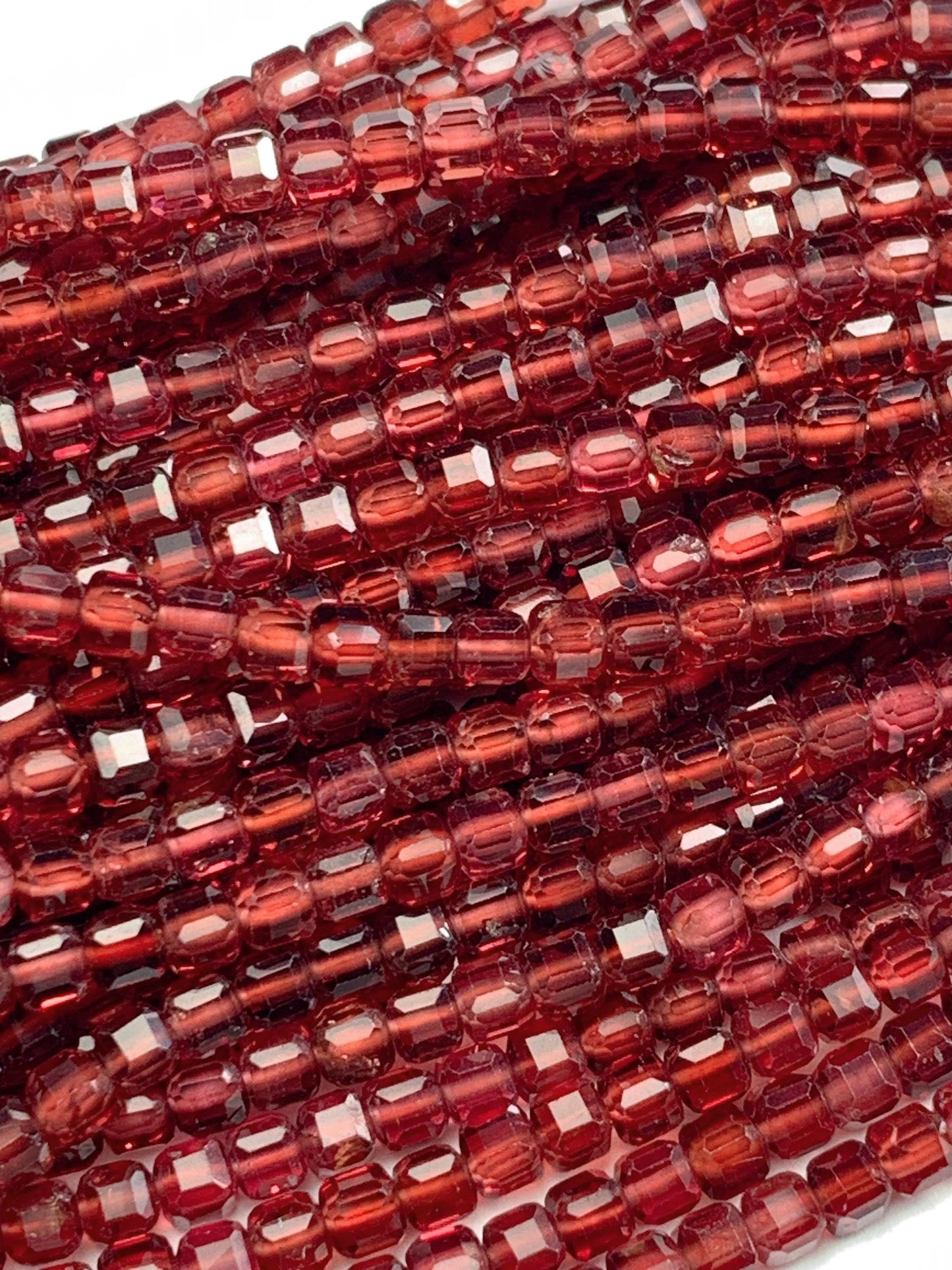 3mm AAA Natural Claret Red Garnet Faceted Cube Square Beads Strand 15.5"