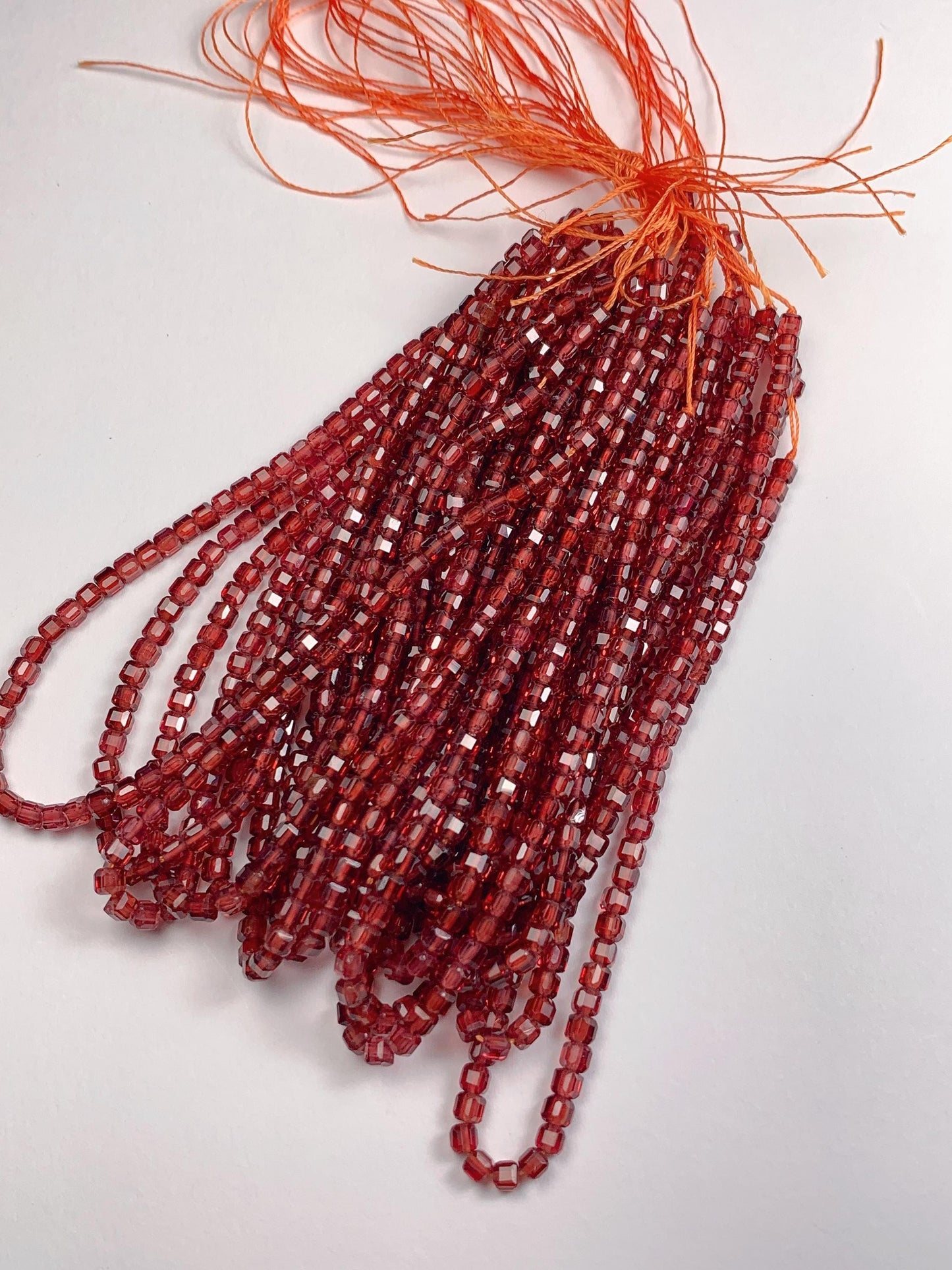 3mm AAA Natural Claret Red Garnet Faceted Cube Square Beads Strand 15.5"