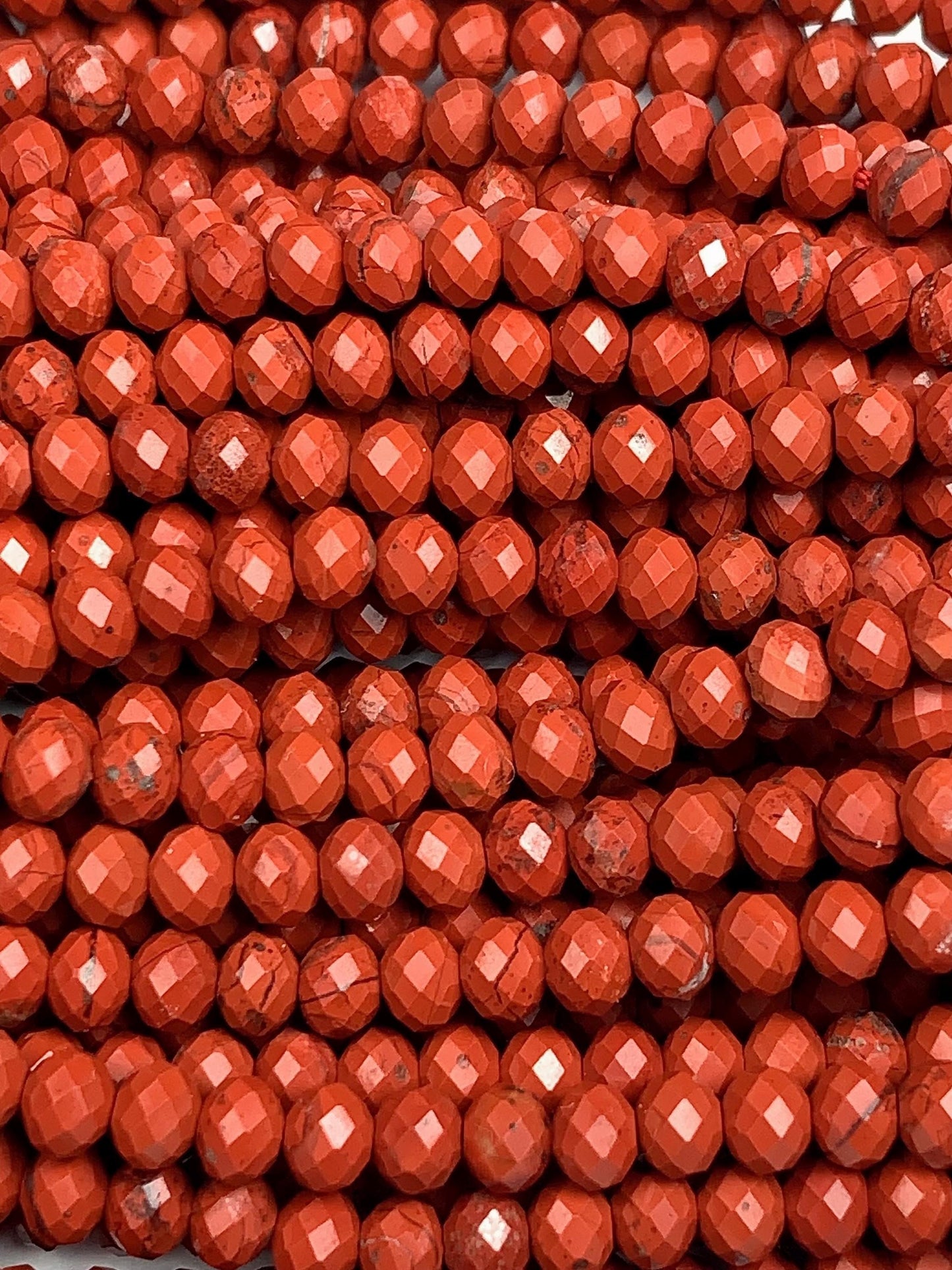 3x4 mmGrade AAA+ Genuine Natural Red Jasper Faceted Rondelle Beads 15.5" Strand