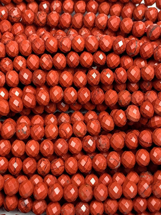 3x4 mmGrade AAA+ Genuine Natural Red Jasper Faceted Rondelle Beads 15.5" Strand