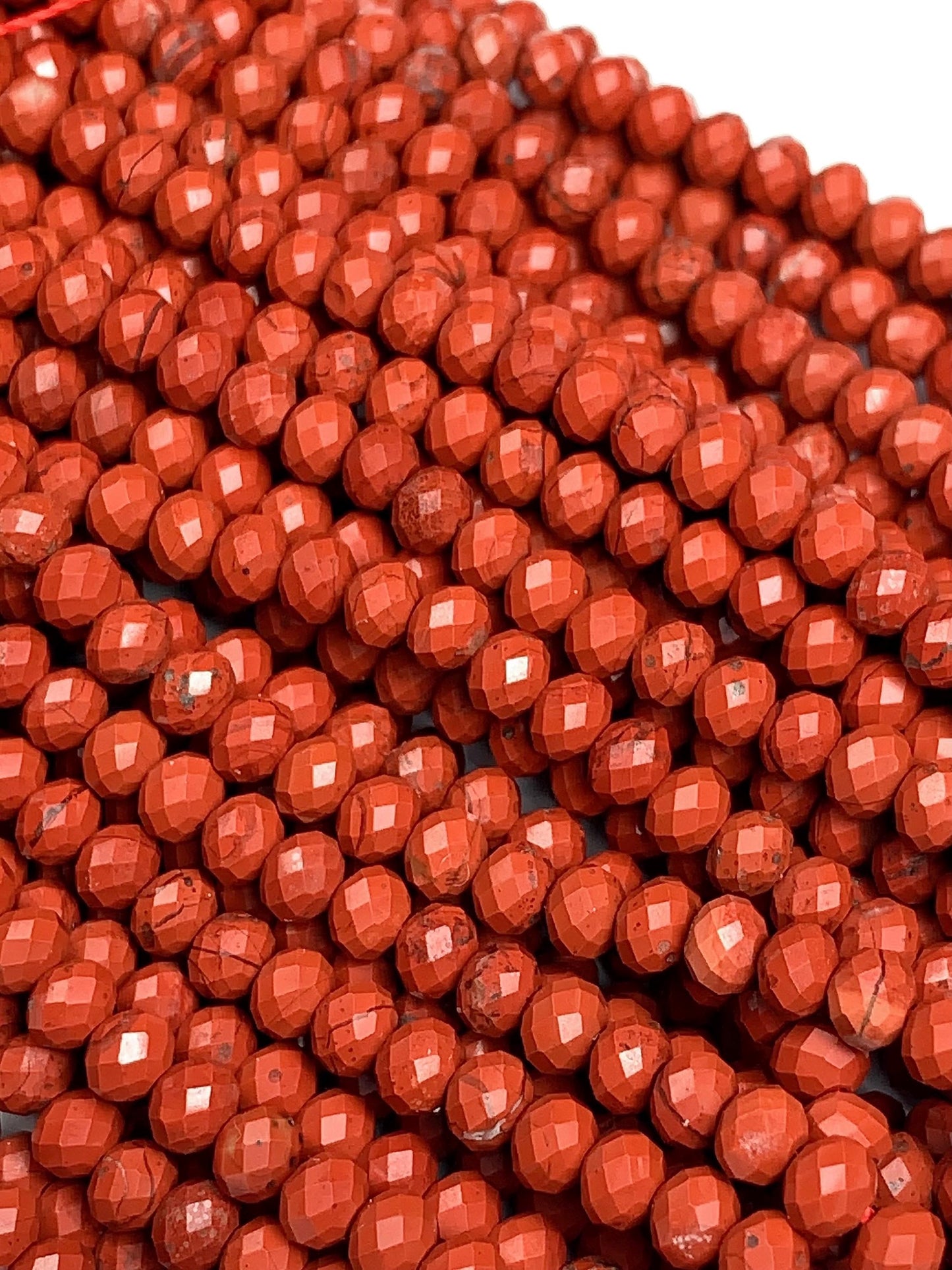 3x4 mmGrade AAA+ Genuine Natural Red Jasper Faceted Rondelle Beads 15.5" Strand