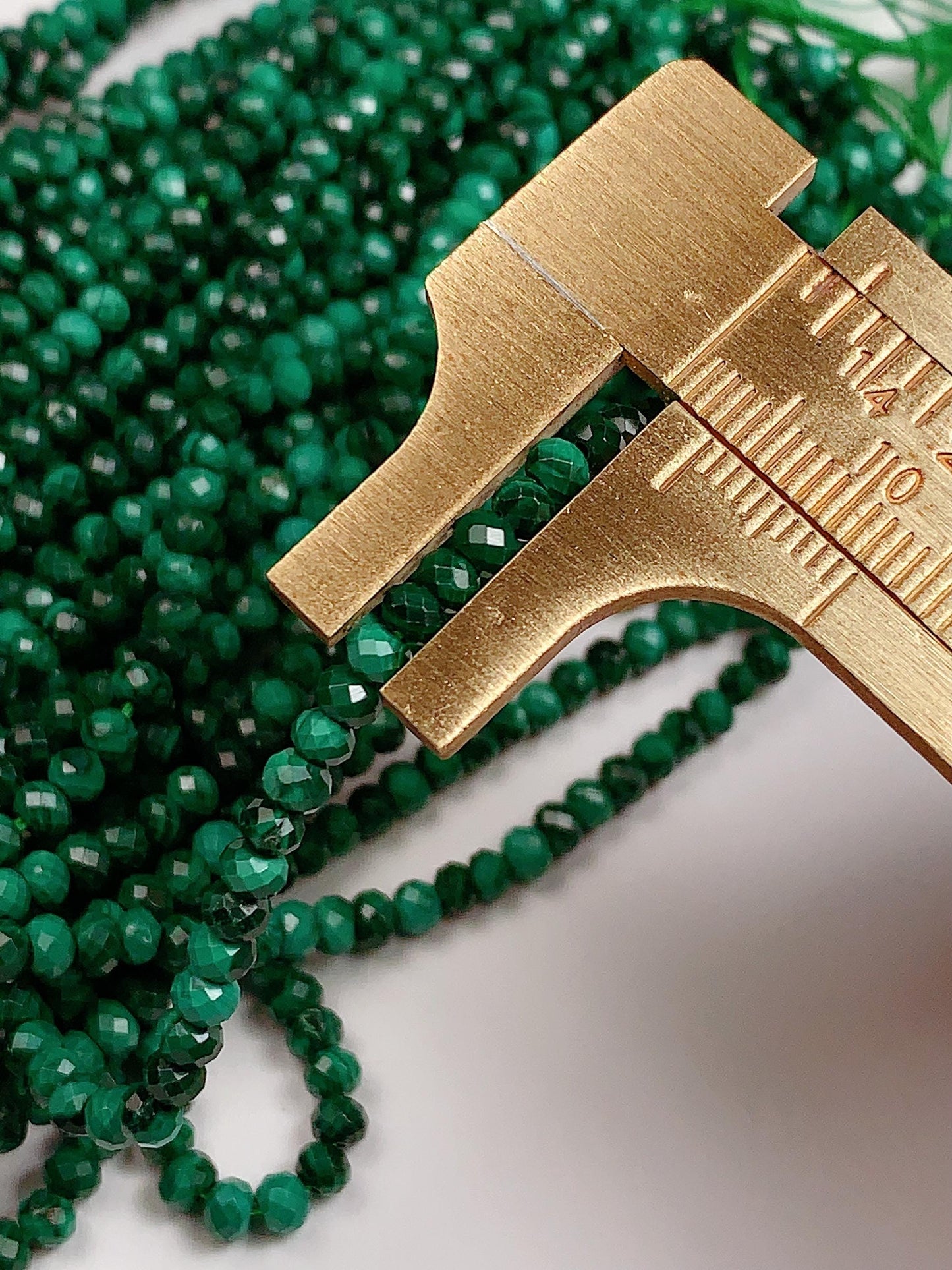 AAA Green Malachite Faceted Rondelle Beads - 15.5" Strand