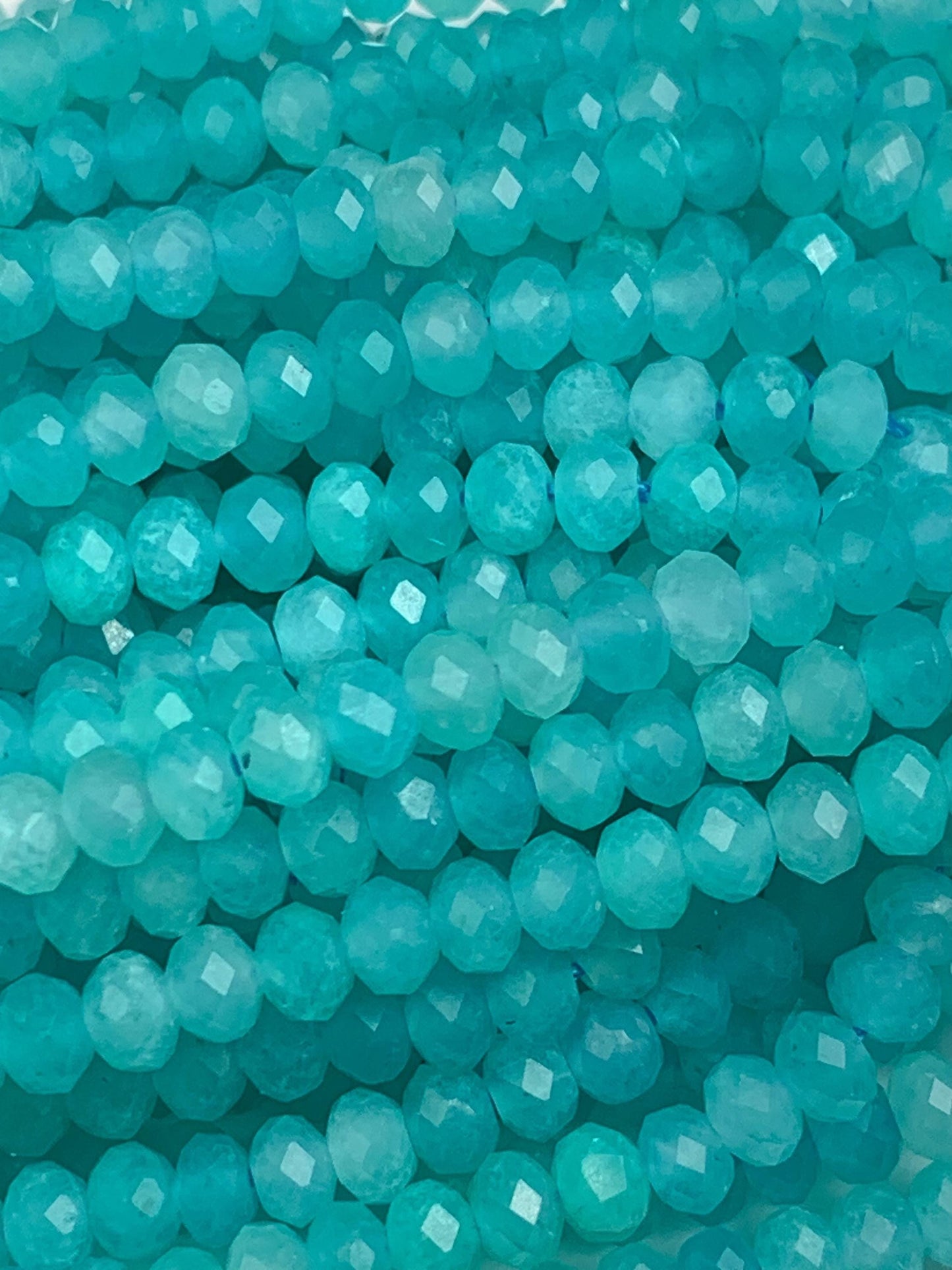 AAA Blue Amazonite Faceted Rondelle Beads - 15.5" Strand