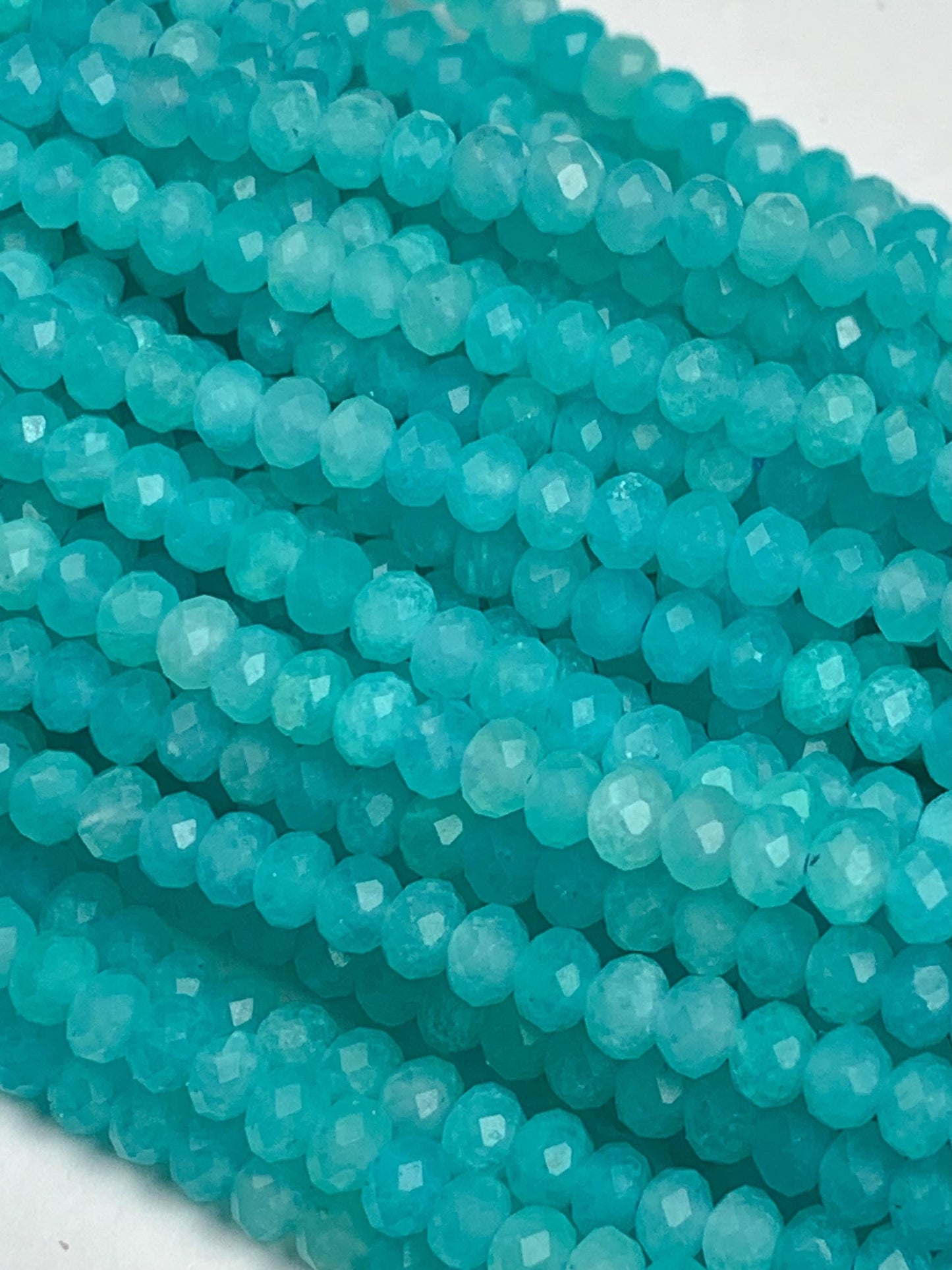 AAA Blue Amazonite Faceted Rondelle Beads - 15.5" Strand