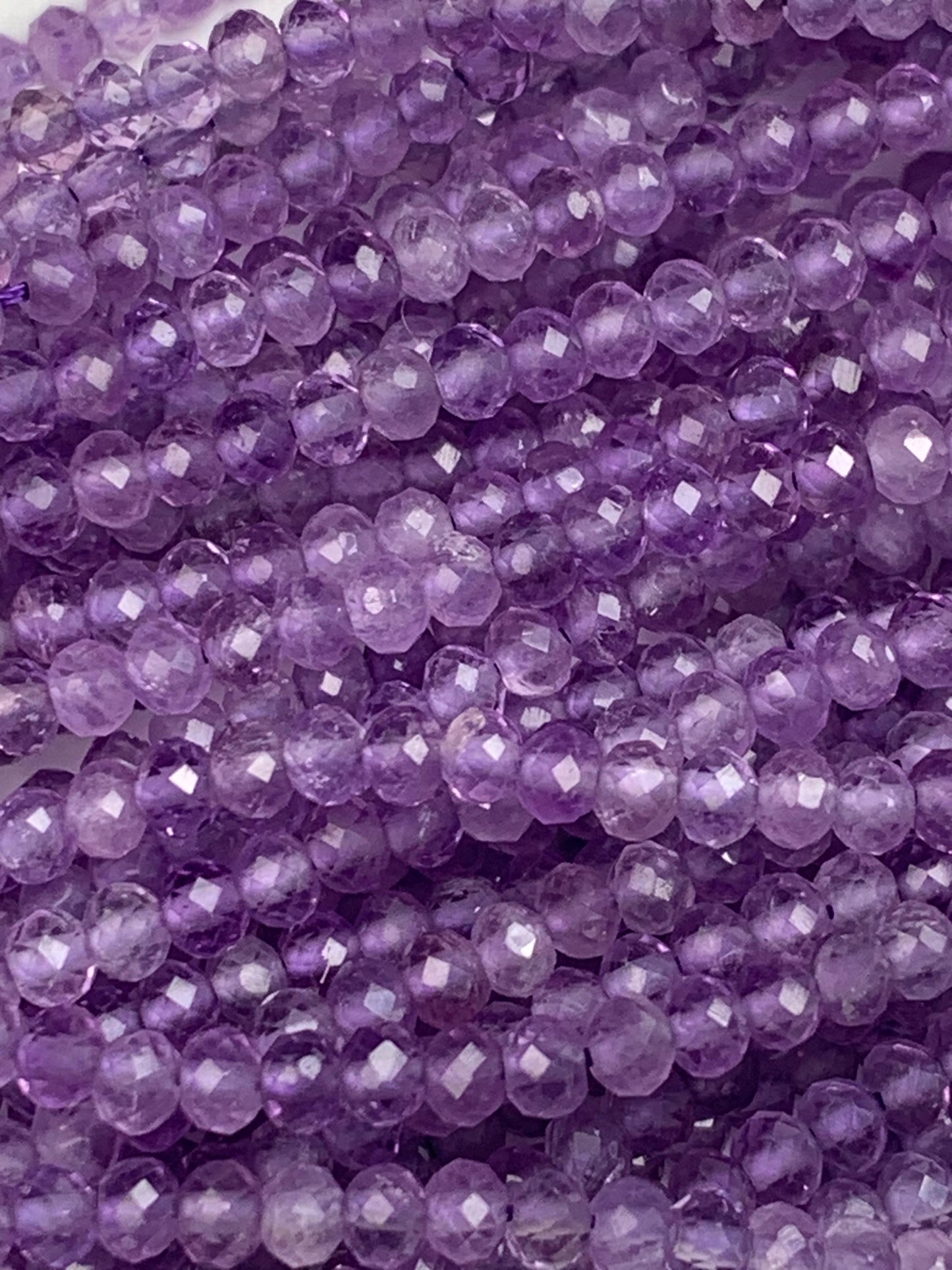 Lavender Amethyst Faceted Rondelle Beads: Natural Gemstone Strand (15.5")