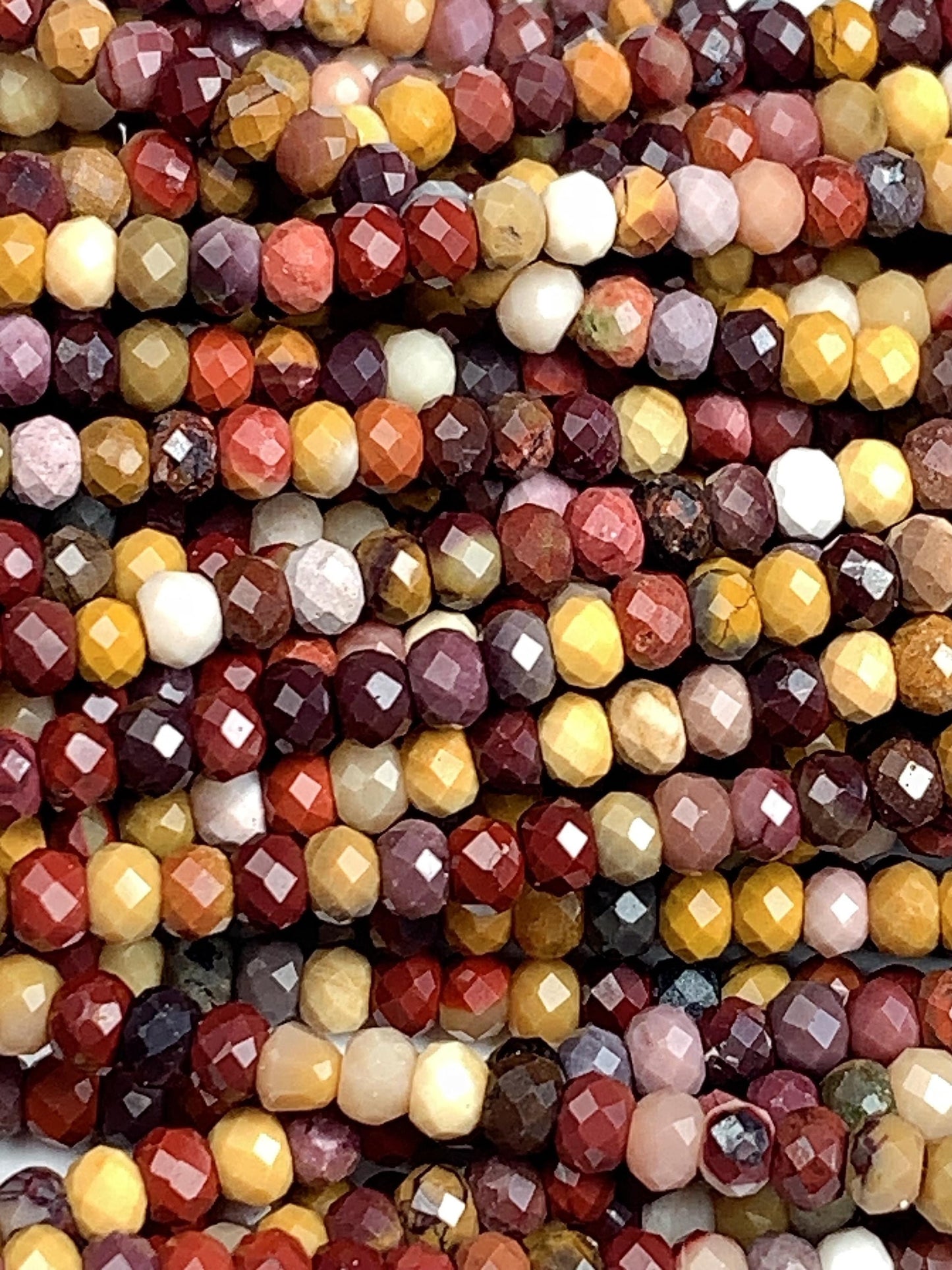 Good Quality  Genuine Natural Red Yellow Mookaite Jasper Faceted Rondelle Beads 15.5" Strand