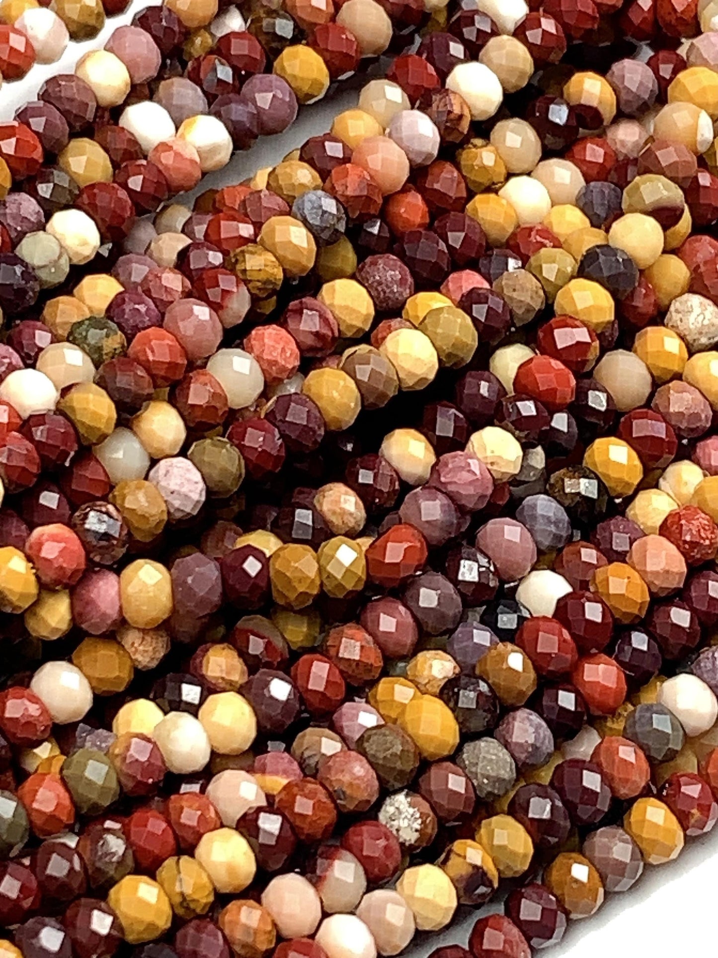 Good Quality  Genuine Natural Red Yellow Mookaite Jasper Faceted Rondelle Beads 15.5" Strand