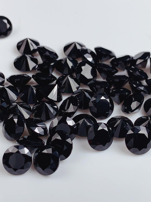 6mm AAA Black Spinel Gemstone: Natural Faceted Round Cut
