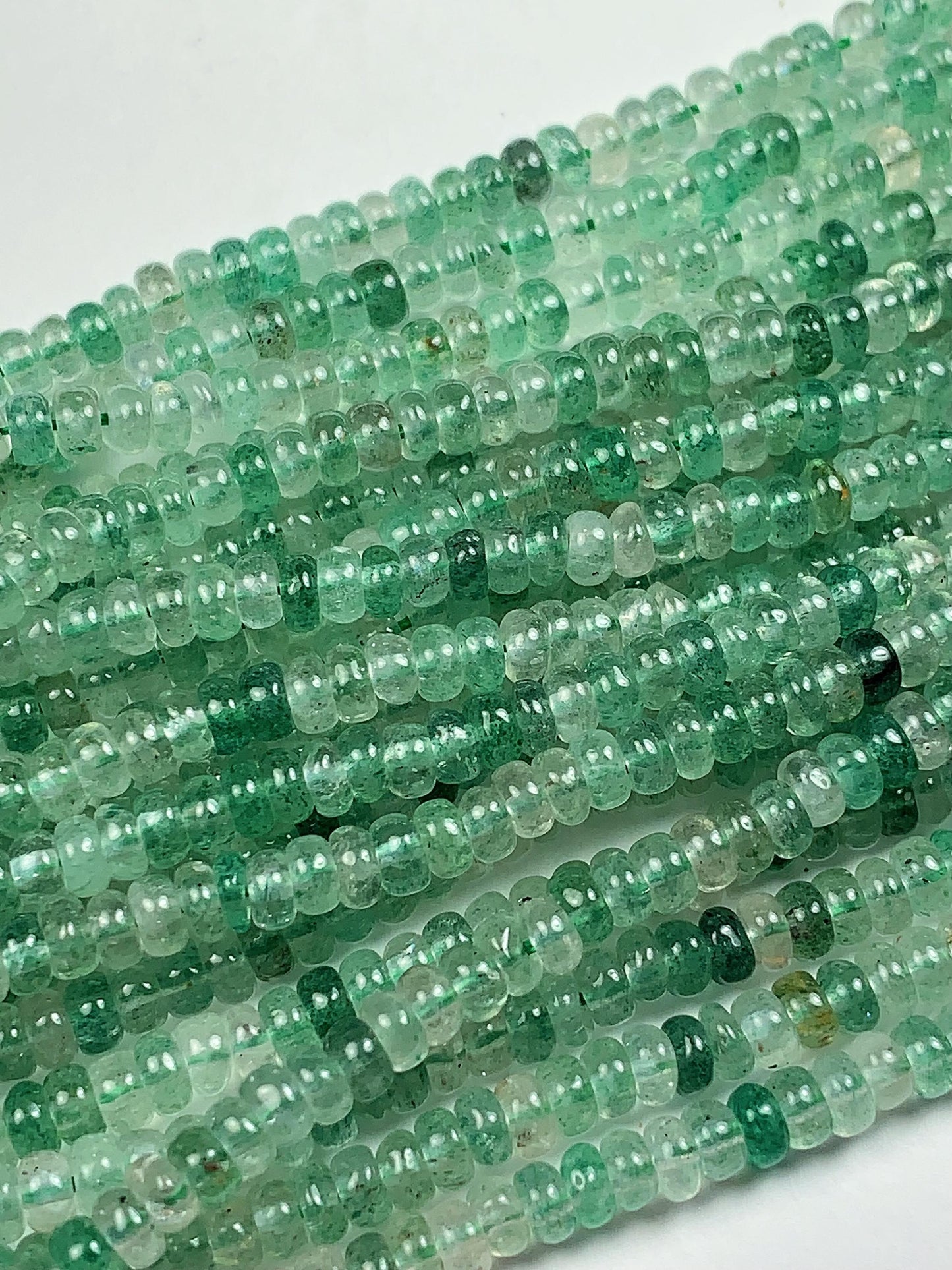 2x4mm Green Natural Strawberry Quartz Smooth Rondelle Beads Gemstone Strand 15"