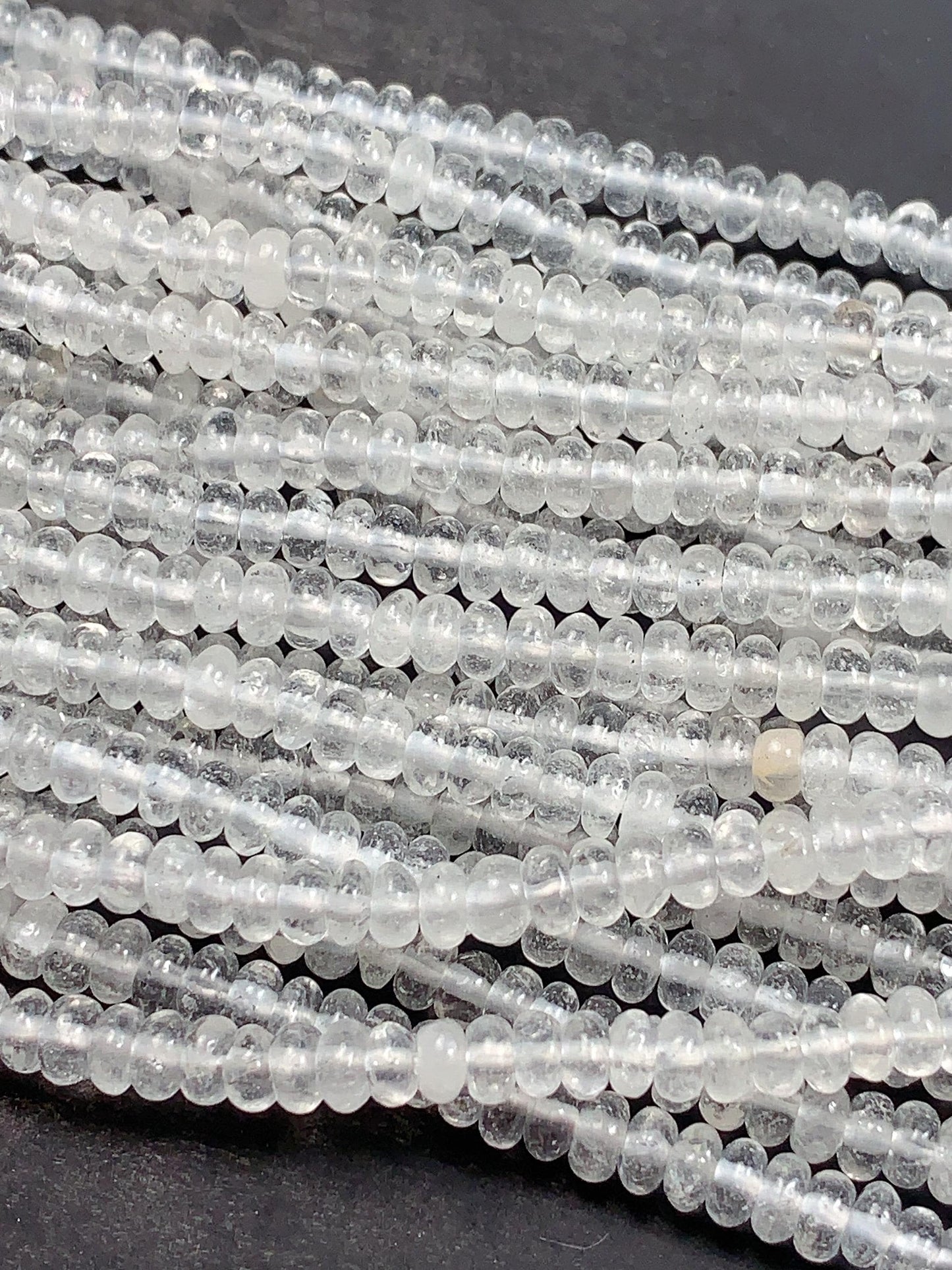 2x4mm High Quality White Crystal Clear Quartz Smooth Rondelle Beads Gemstone Strand 15