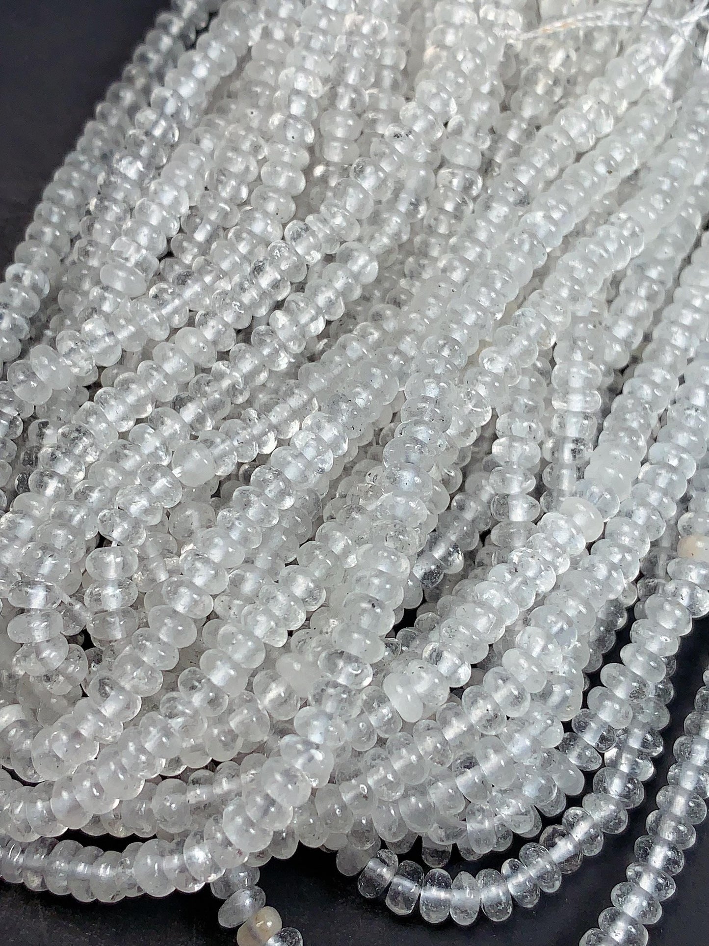 2x4mm High Quality White Crystal Clear Quartz Smooth Rondelle Beads Gemstone Strand 15
