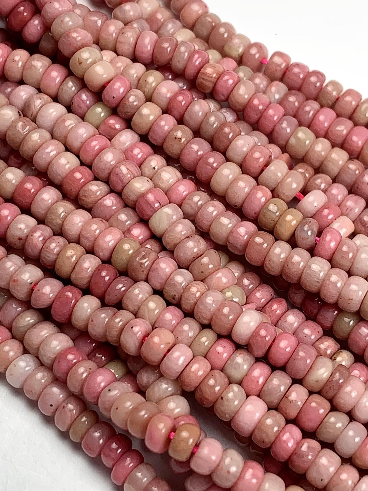 2x4mm Natural Genuine Pink Rhodonite Smooth Rondelle Beads 15.5" Strand
