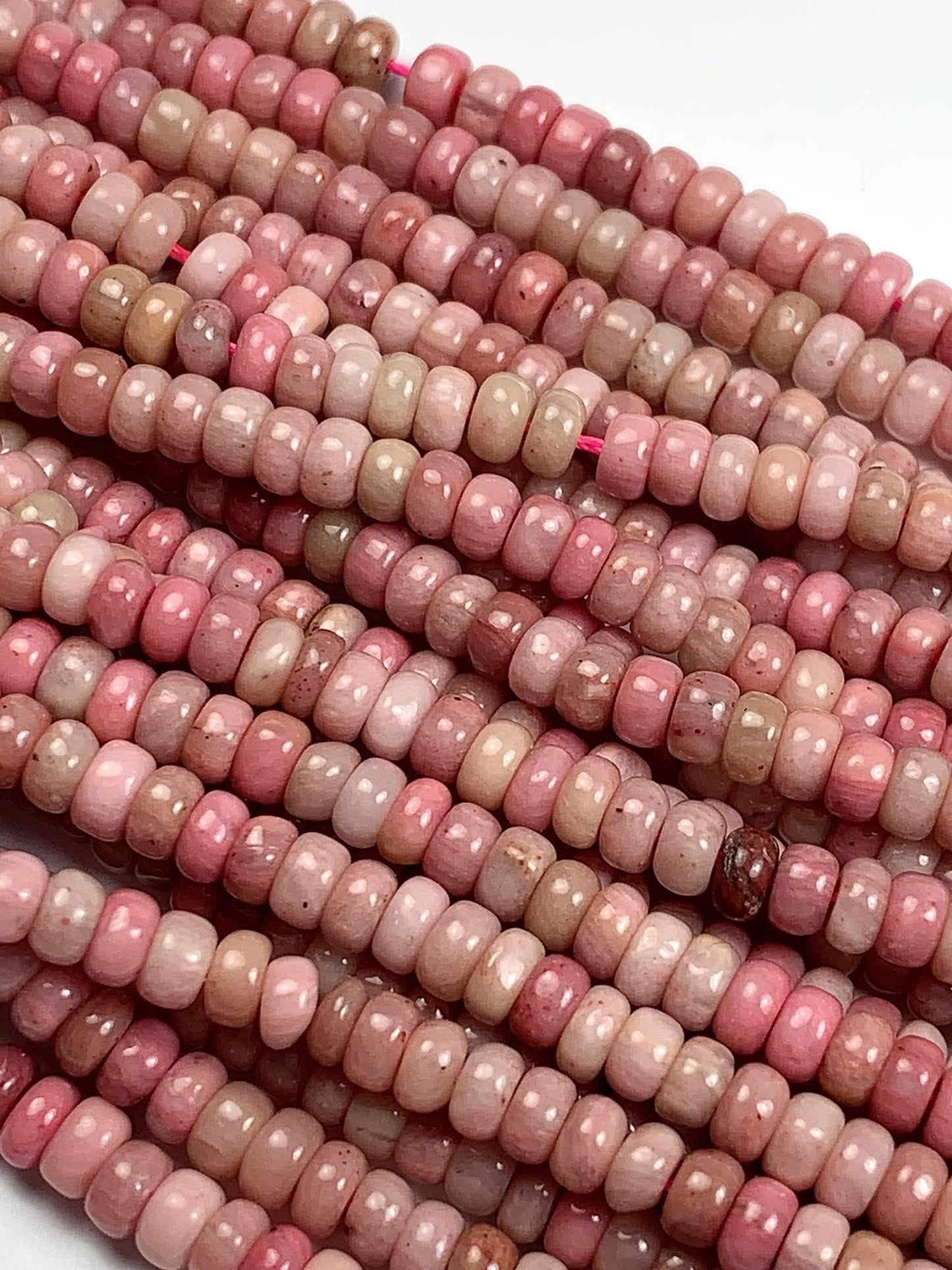 2x4mm Natural Genuine Pink Rhodonite Smooth Rondelle Beads 15.5" Strand