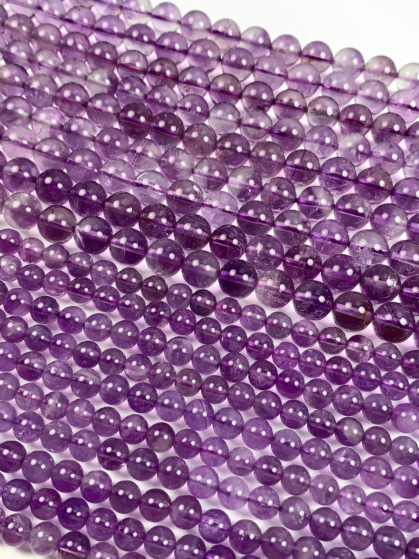 Natural Lavender Amethyst Quartz Beads: Smooth Round, 15.5" Strand