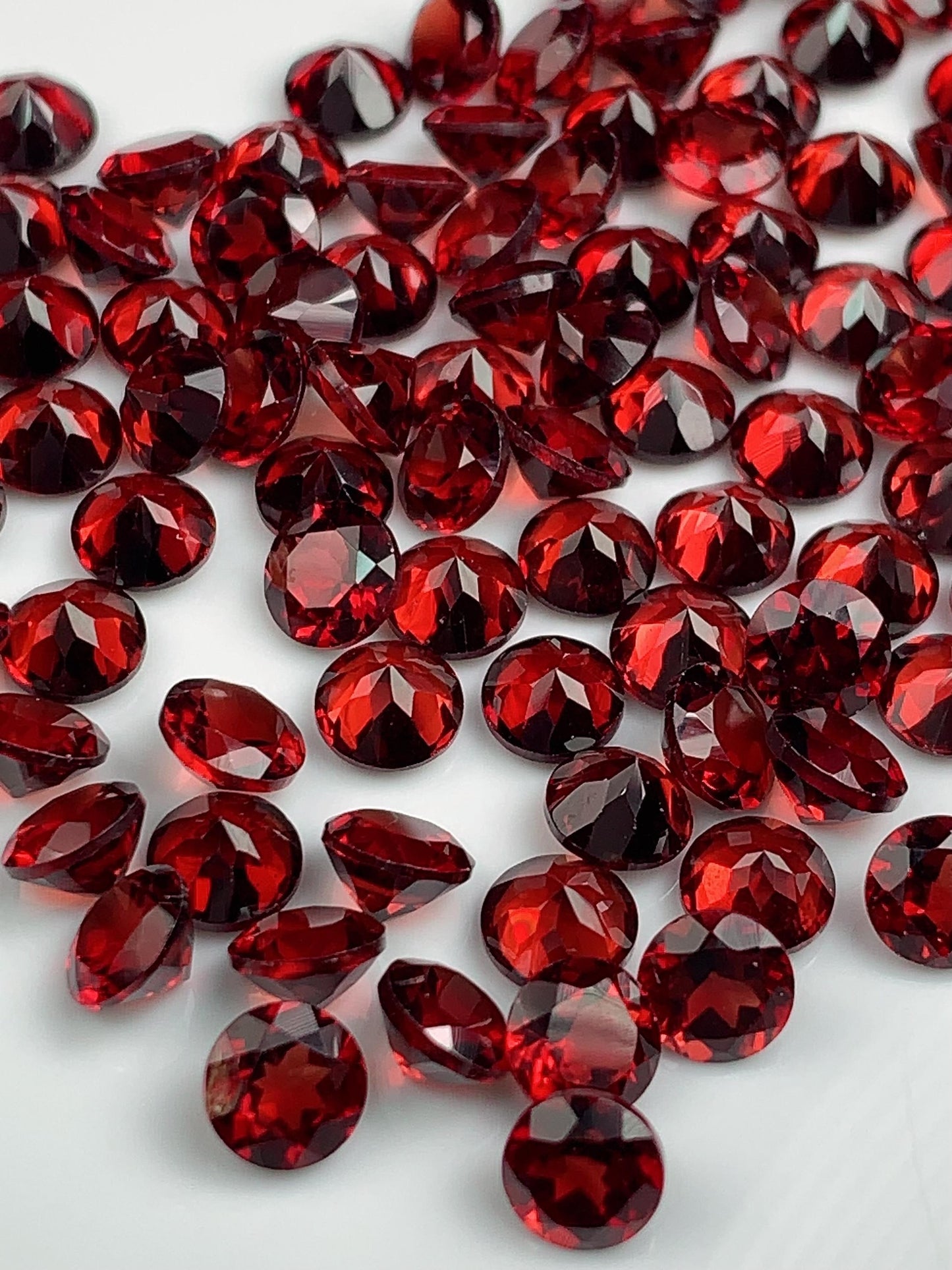 AAA Deep Red Garnet Gemstone: 5mm Faceted Round Cut