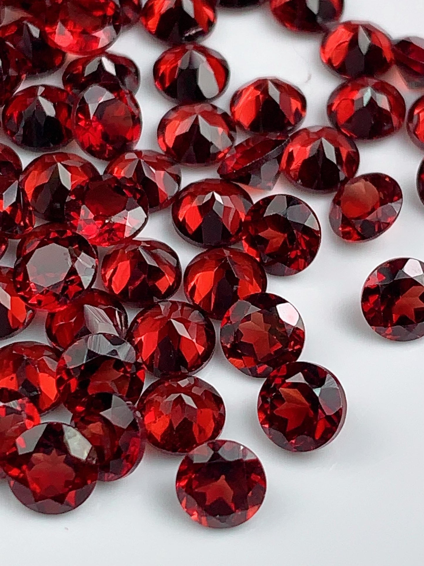 AAA Deep Red Garnet Gemstone: 5mm Faceted Round Cut