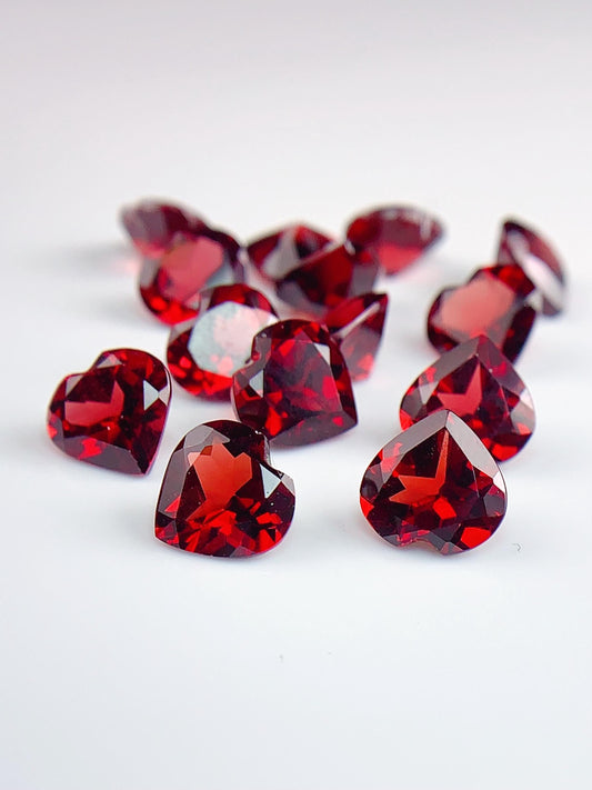 8mm AAA Deep Red Garnet Gemstone: Faceted Heart Cut