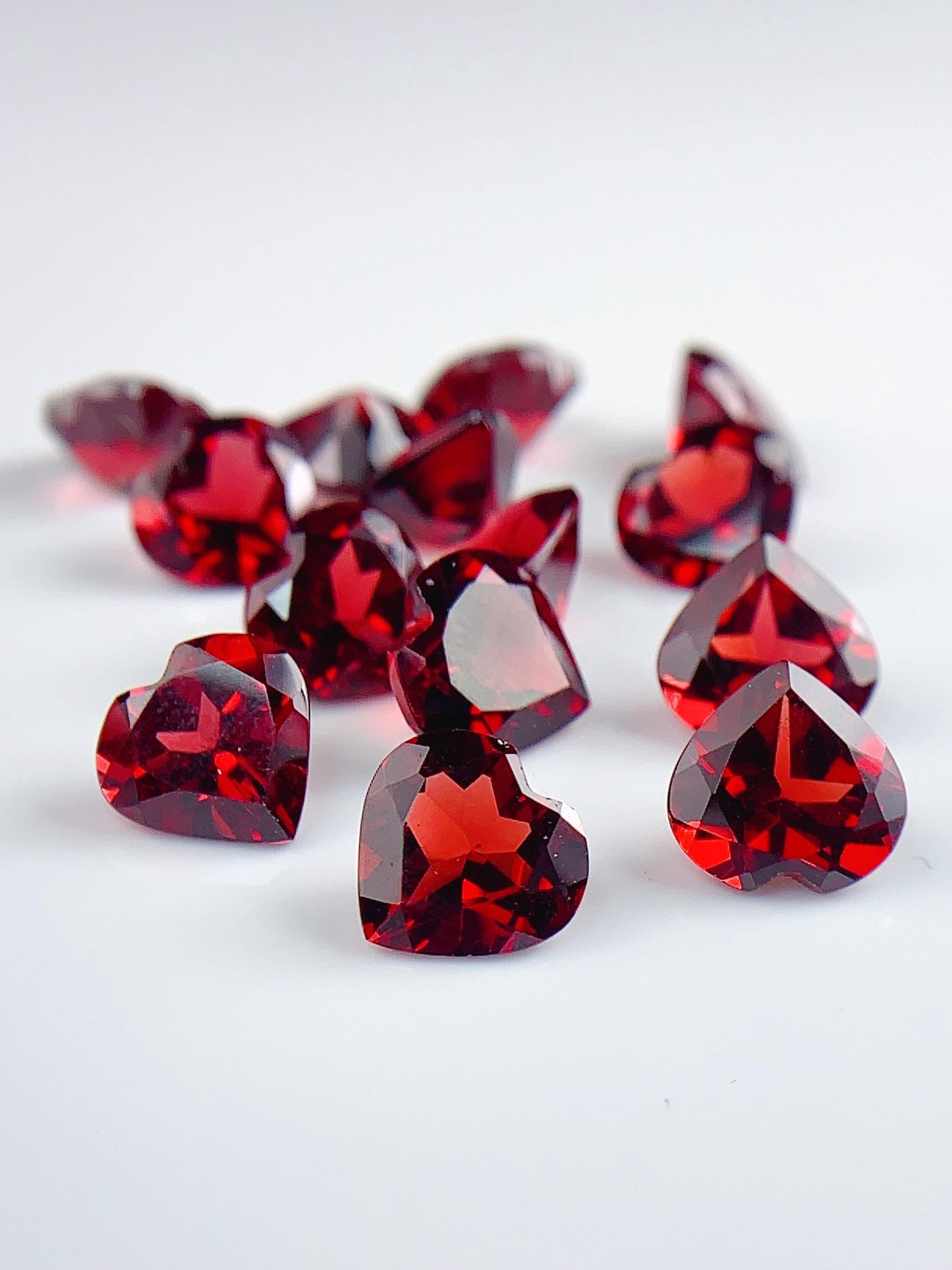 8mm AAA Deep Red Garnet Gemstone: Faceted Heart Cut