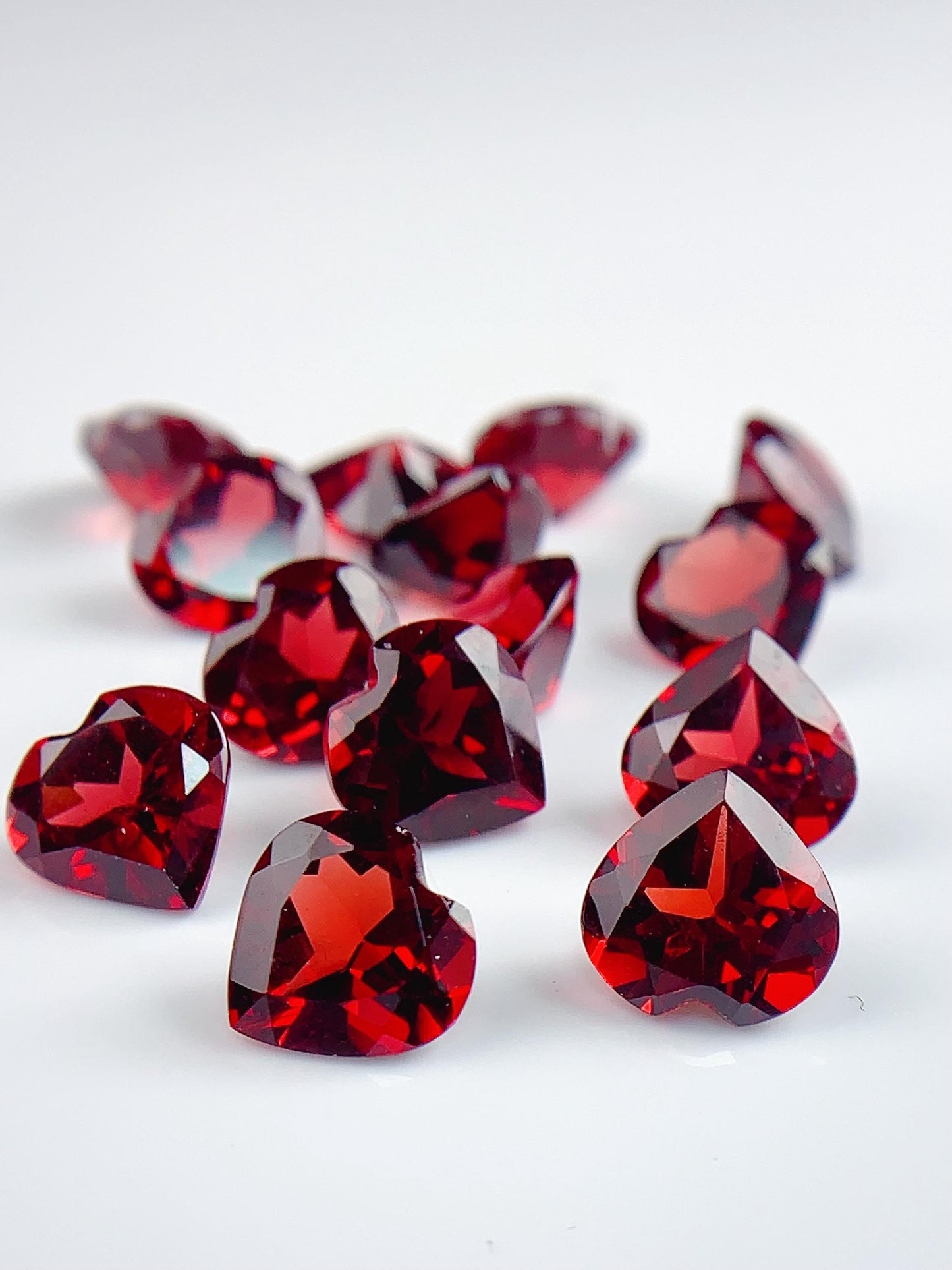8mm AAA Deep Red Garnet Gemstone: Faceted Heart Cut