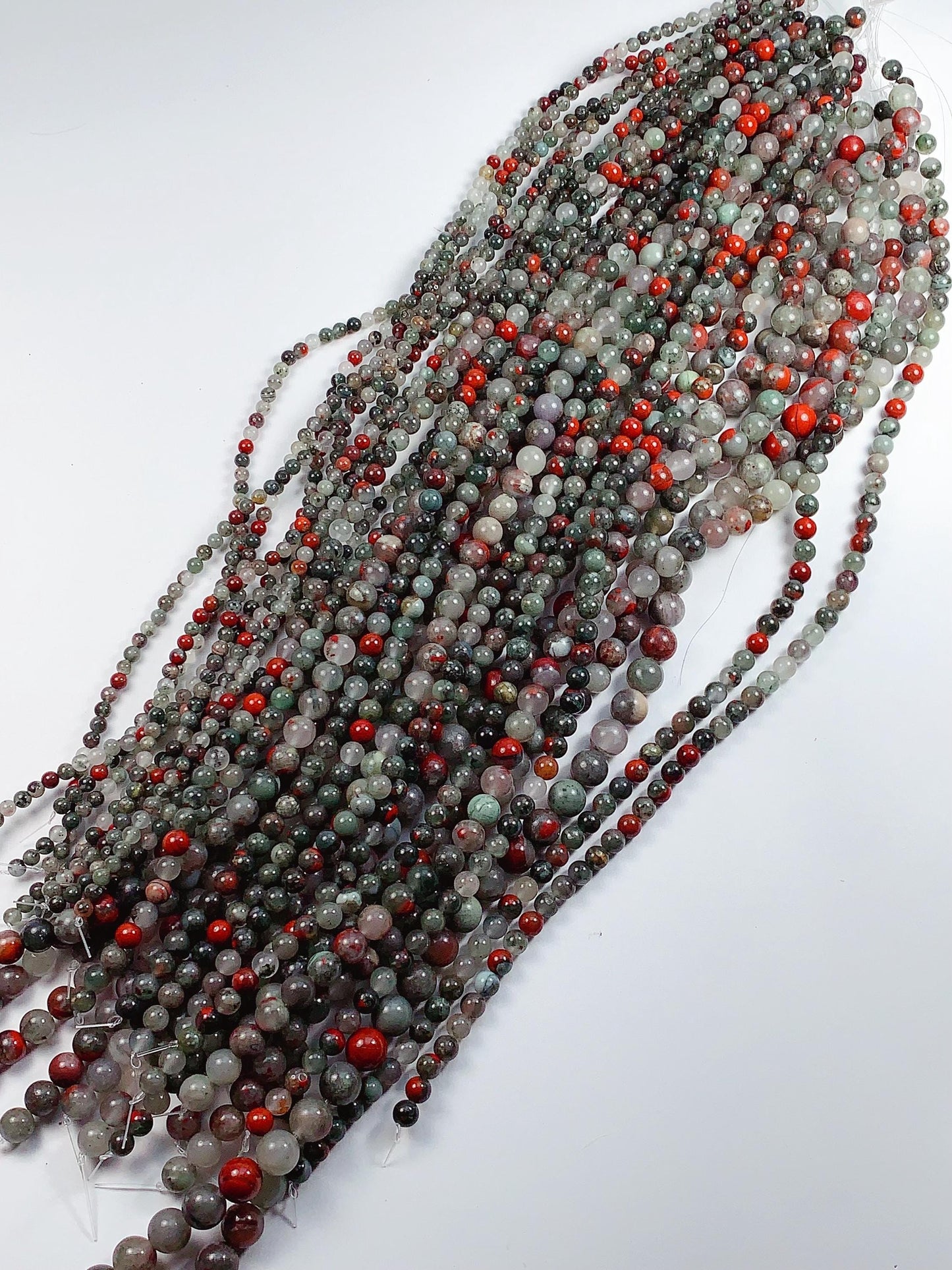 Natural Red Africa Bloodstone Smooth Round Beads - 15.5" Strand
