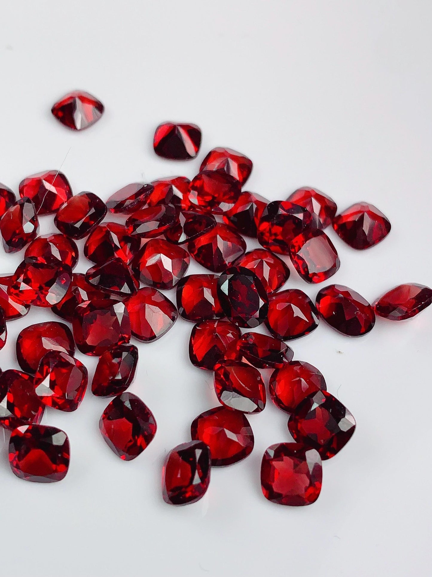 6mm AAA Deep Red Garnet Gemstone: Natural Faceted Square Cut