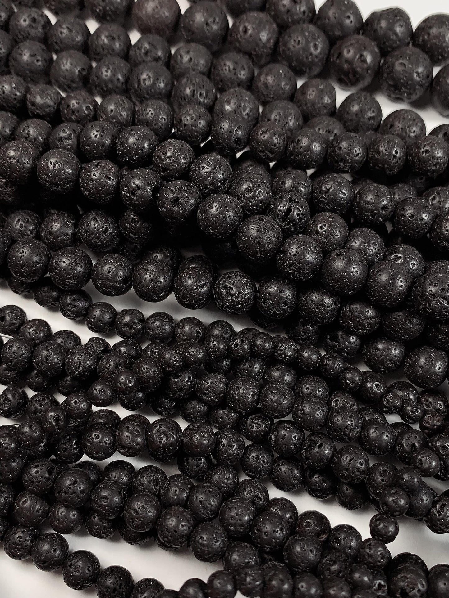 AAA Natural Black Volcanic Lava Rock Beads: 15.5" Strand 4mm 6mm 8mm 10mm 12mm 14mm 16mm 18mm