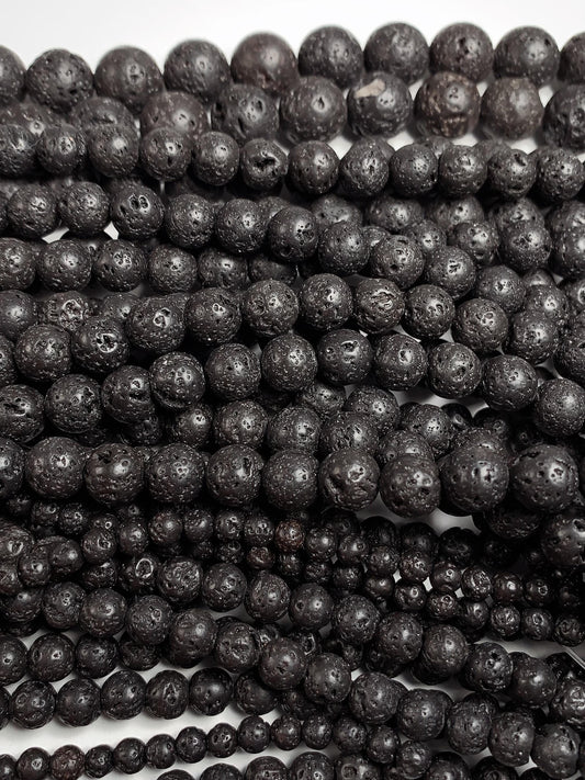 AAA Natural Black Volcanic Lava Rock Beads: 15.5" Strand 4mm 6mm 8mm 10mm 12mm 14mm 16mm 18mm