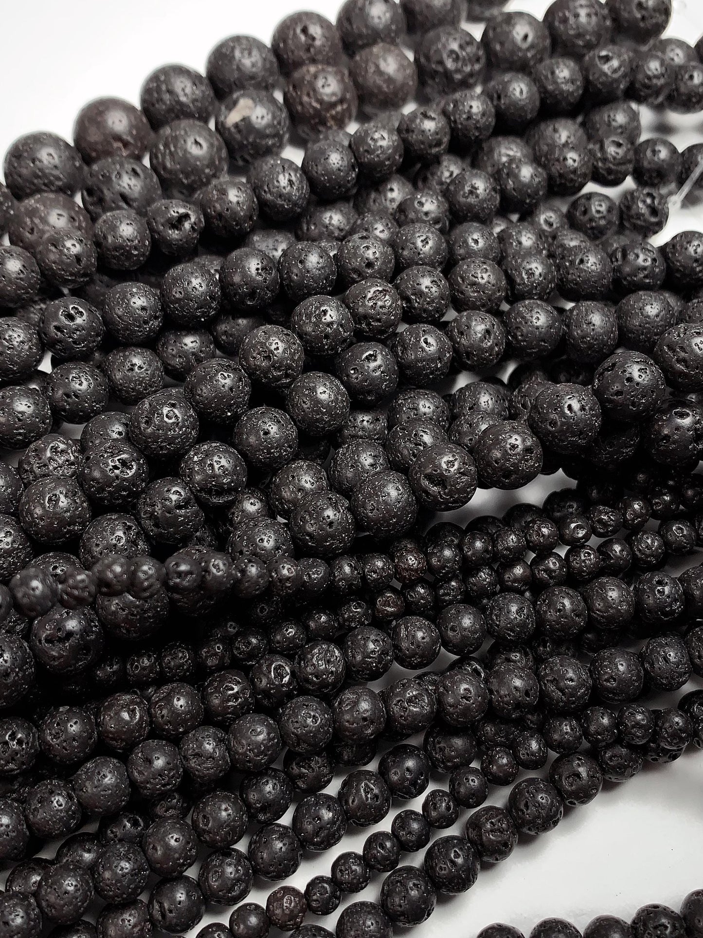 AAA Natural Black Volcanic Lava Rock Beads: 15.5" Strand 4mm 6mm 8mm 10mm 12mm 14mm 16mm 18mm