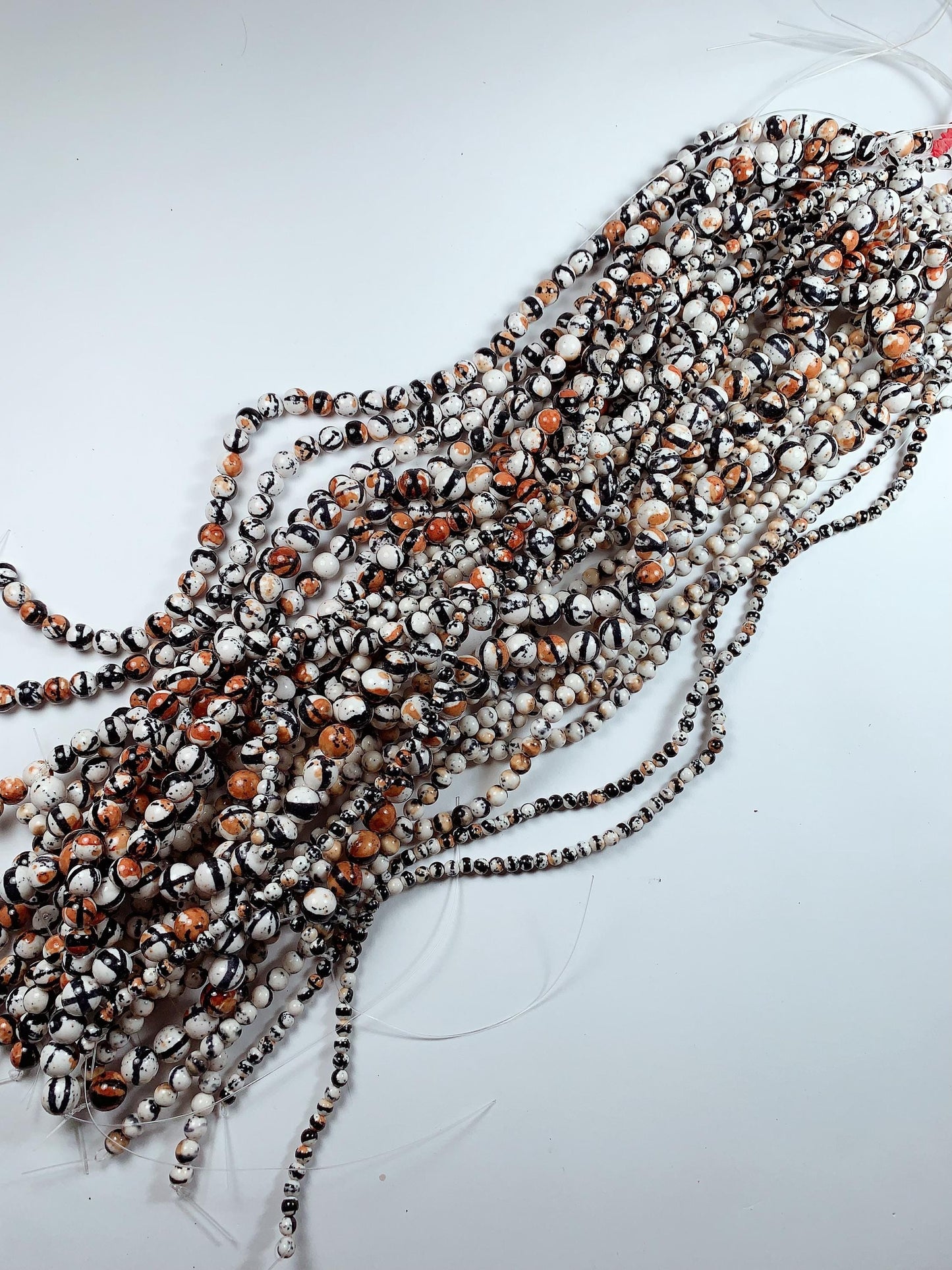 Black Orange White Jasper Smooth Round Beads 15.5" Strand  4mm 6mm 8mm 10mm 12mm 14mm