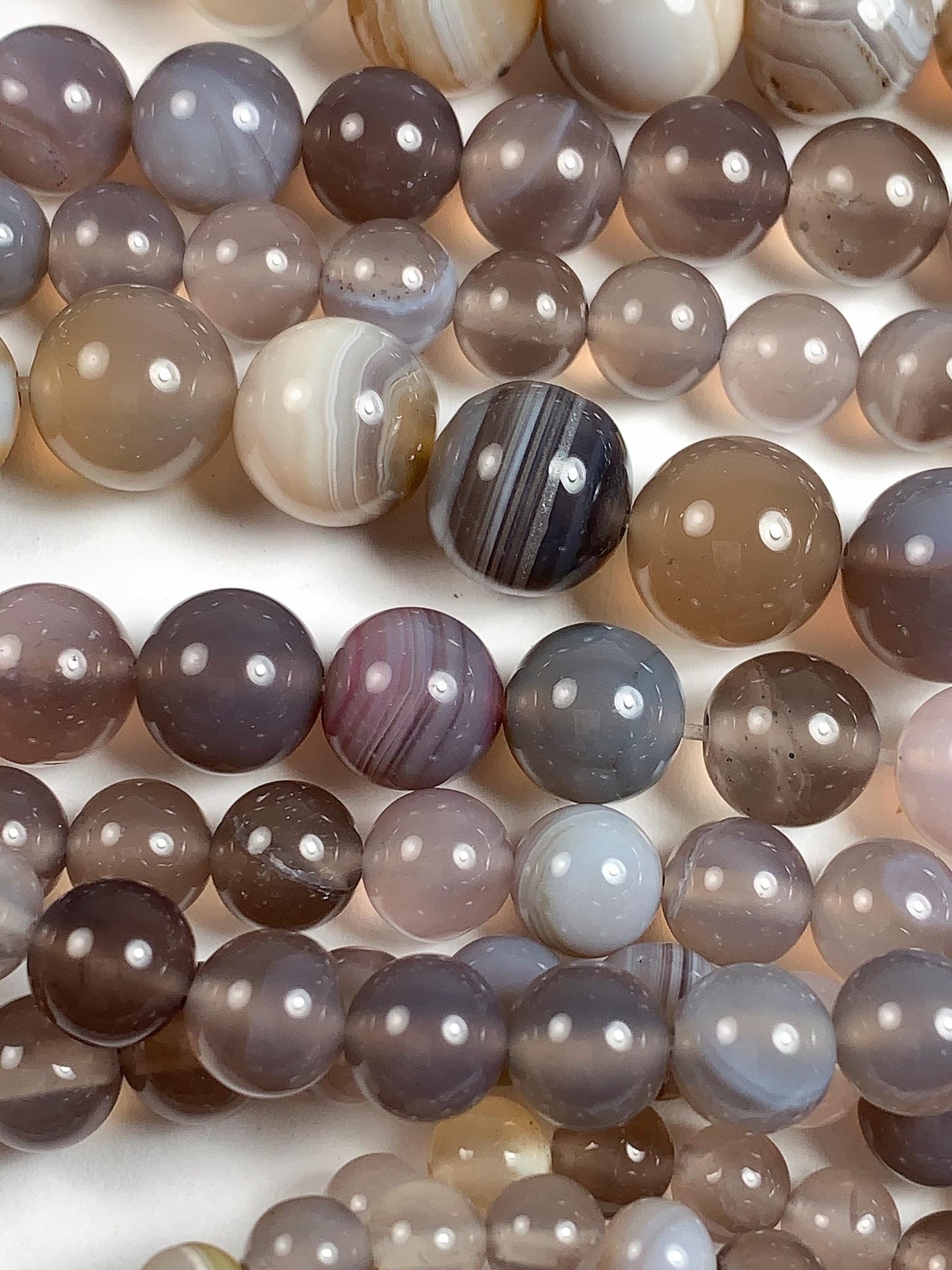 Gray Striped Agate Beads: Natural Gemstone Strand (15.5")