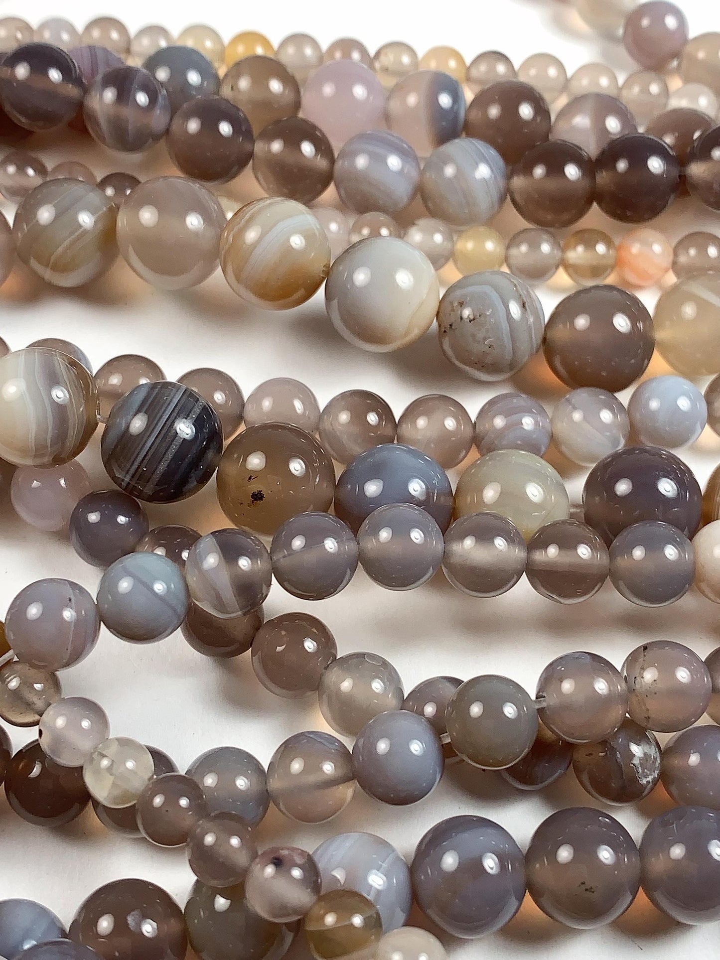 Gray Striped Agate Beads: Natural Gemstone Strand (15.5")