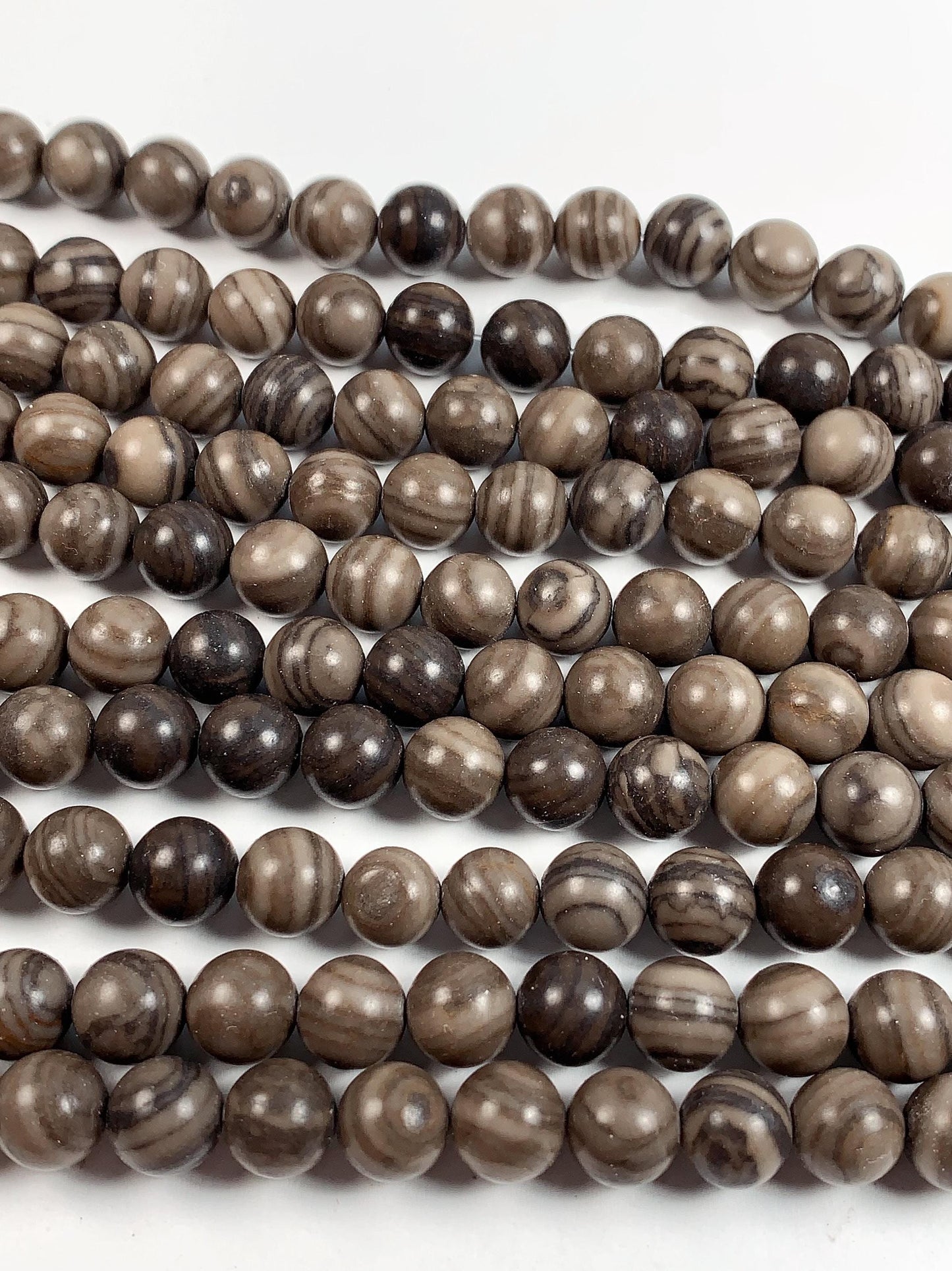 Natural Gray Brown Black Wood Grain Jasper Smooth Round Beads 15.5" Strand Gemstone 4mm 6mm 8mm 10mm 12mm