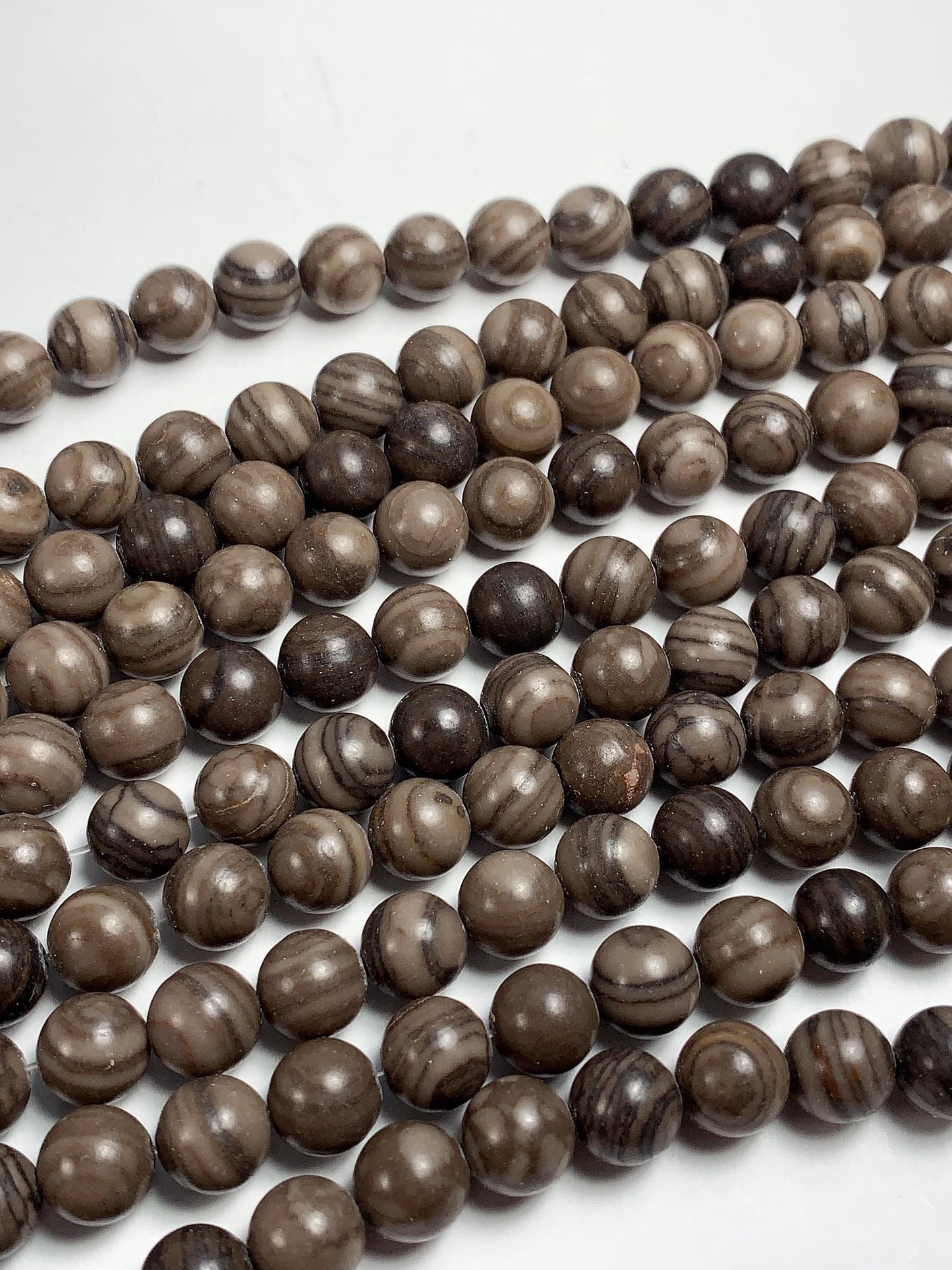 Natural Gray Brown Black Wood Grain Jasper Smooth Round Beads 15.5" Strand Gemstone 4mm 6mm 8mm 10mm 12mm