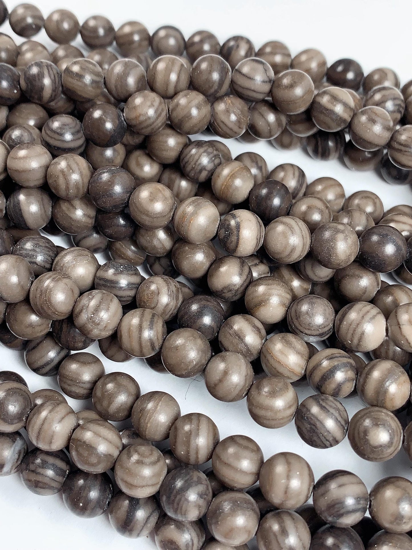 Natural Gray Brown Black Wood Grain Jasper Smooth Round Beads 15.5" Strand Gemstone 4mm 6mm 8mm 10mm 12mm