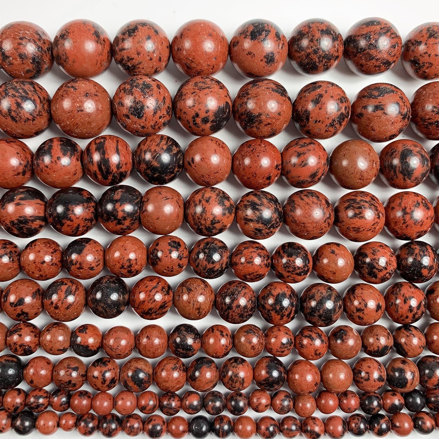 Red Mahogany Obsidian Beads: AAA Grade Natural Gemstone, 15.5" Strand