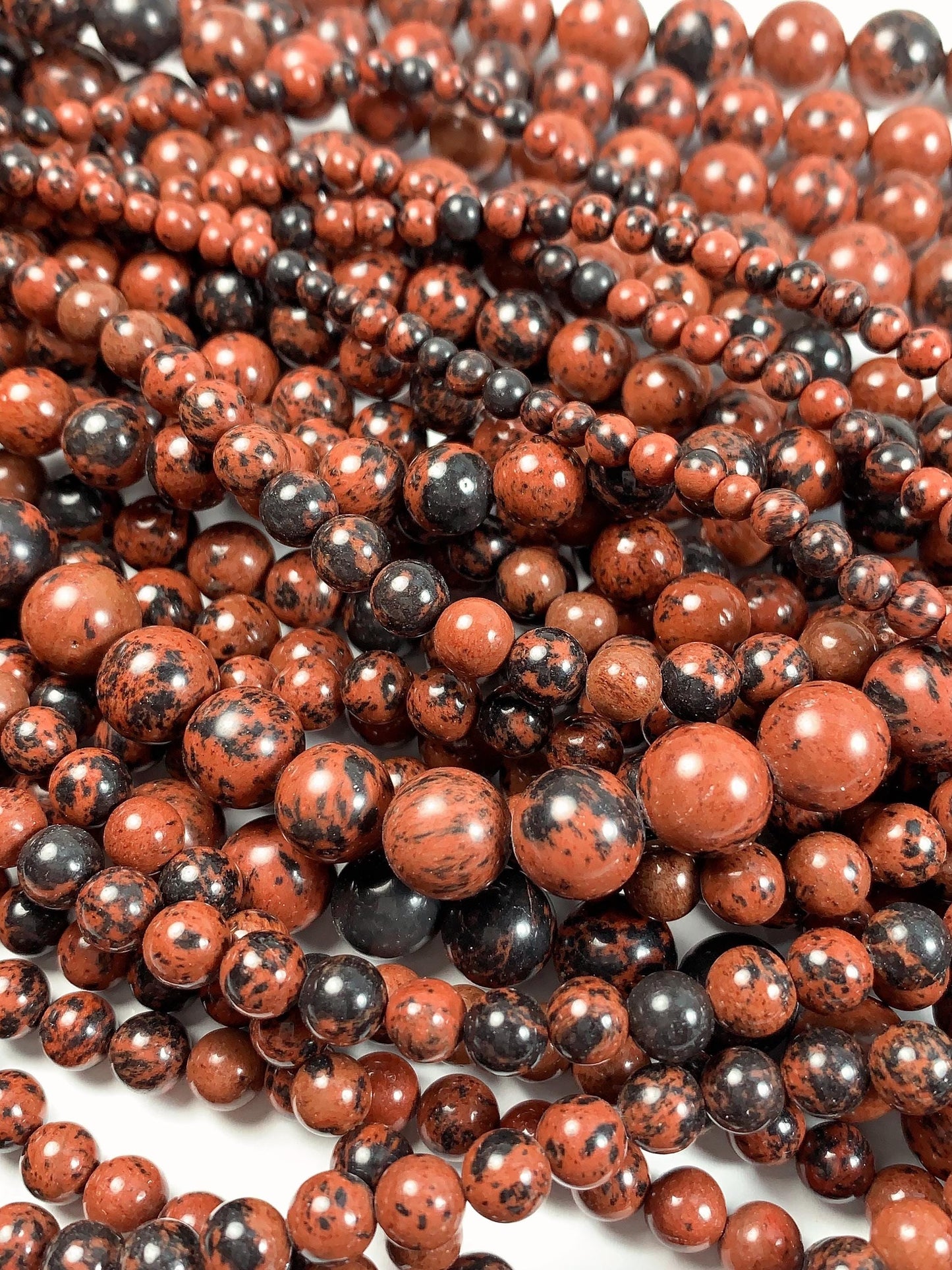 Red Mahogany Obsidian Beads: AAA Grade Natural Gemstone, 15.5" Strand