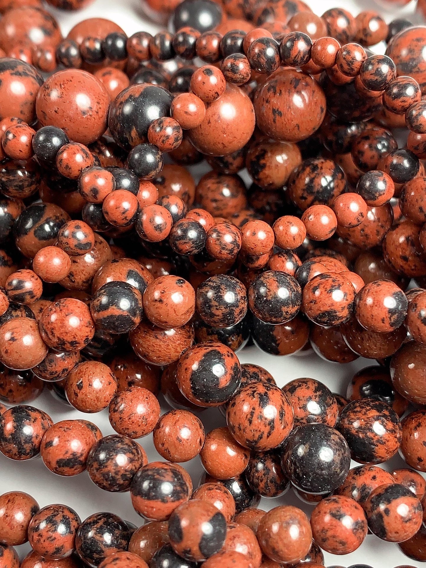 Red Mahogany Obsidian Beads: AAA Grade Natural Gemstone, 15.5" Strand