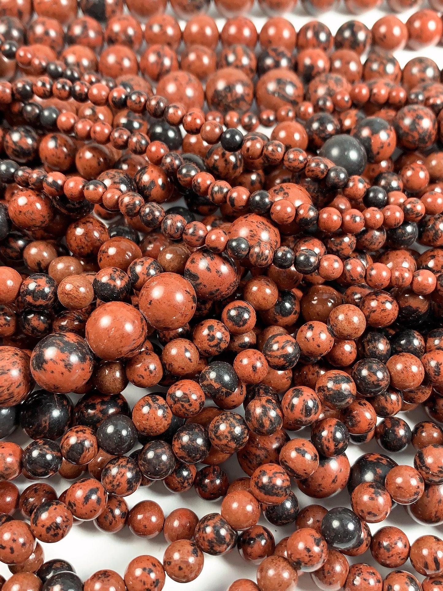 Red Mahogany Obsidian Beads: AAA Grade Natural Gemstone, 15.5" Strand