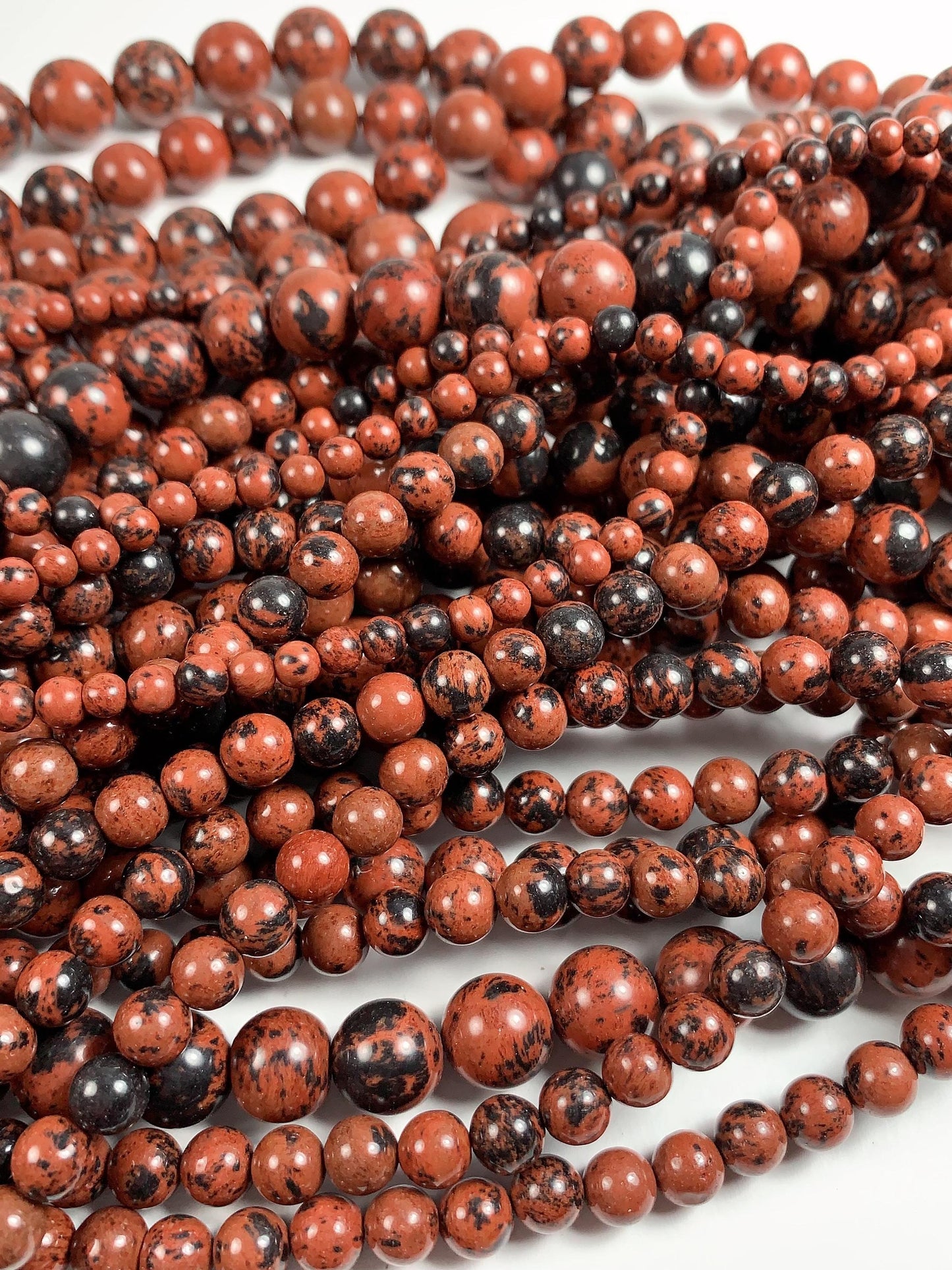 Red Mahogany Obsidian Beads: AAA Grade Natural Gemstone, 15.5" Strand