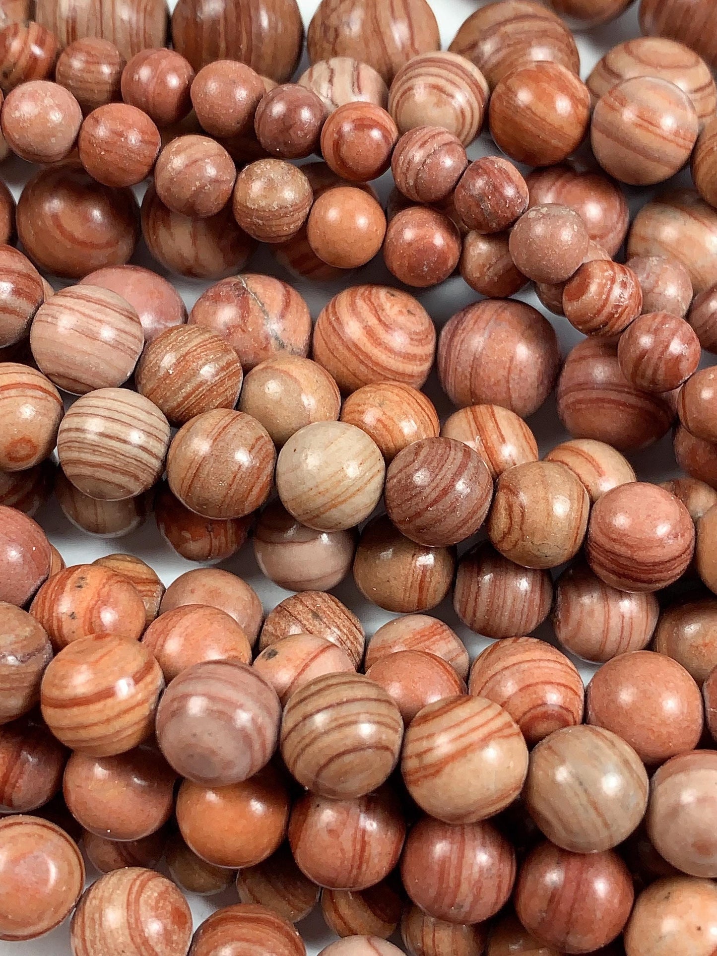 Red Wood Grain Jasper Beads: AAA Grade, Natural Gemstone, 15.5" Strand