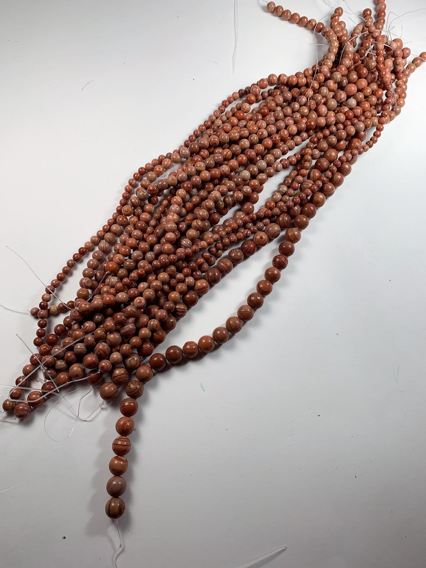 Red Wood Grain Jasper Beads: AAA Grade, Natural Gemstone, 15.5" Strand
